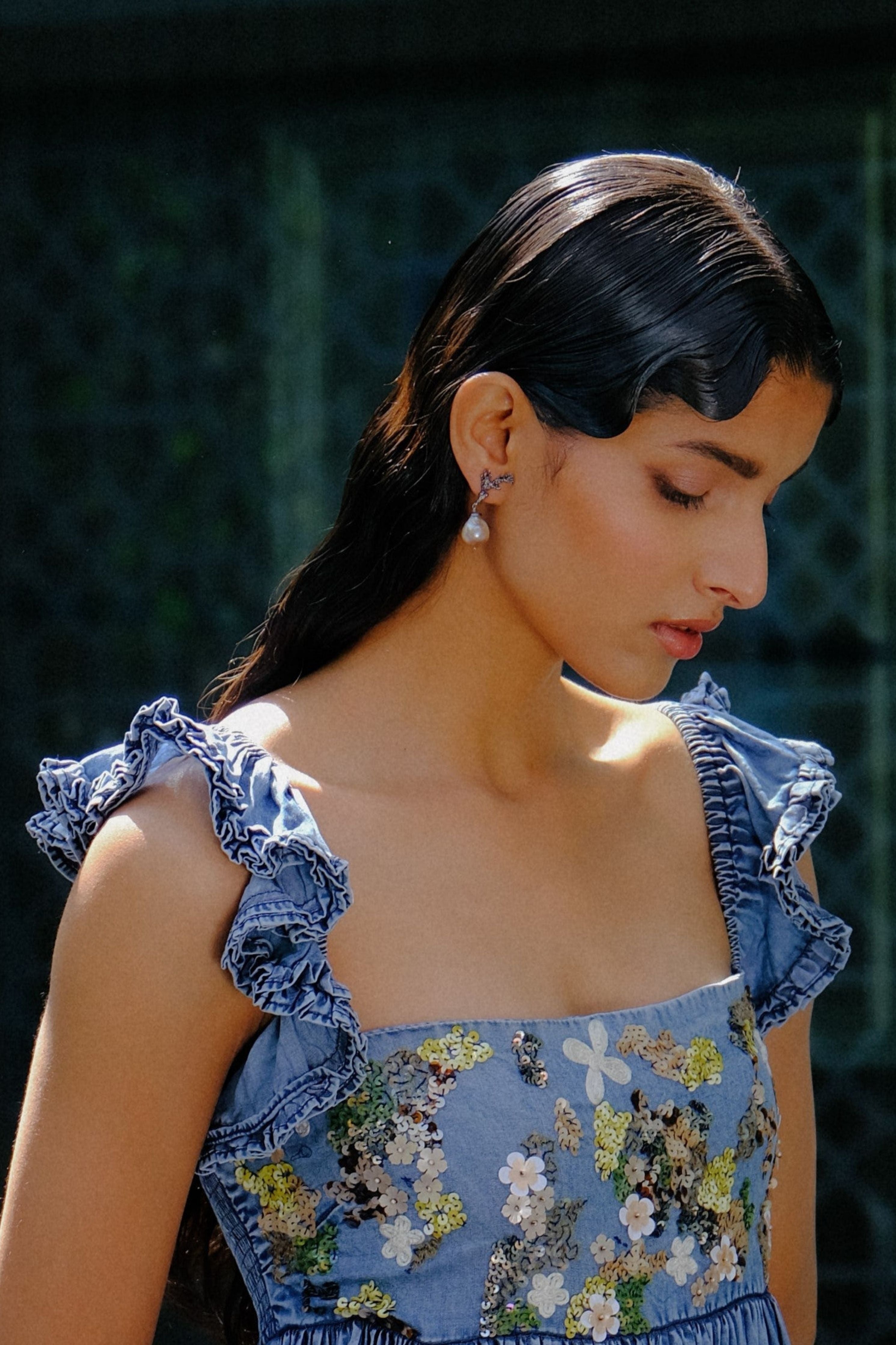 Seafloor Black Coralline Pearl Drop Earrings