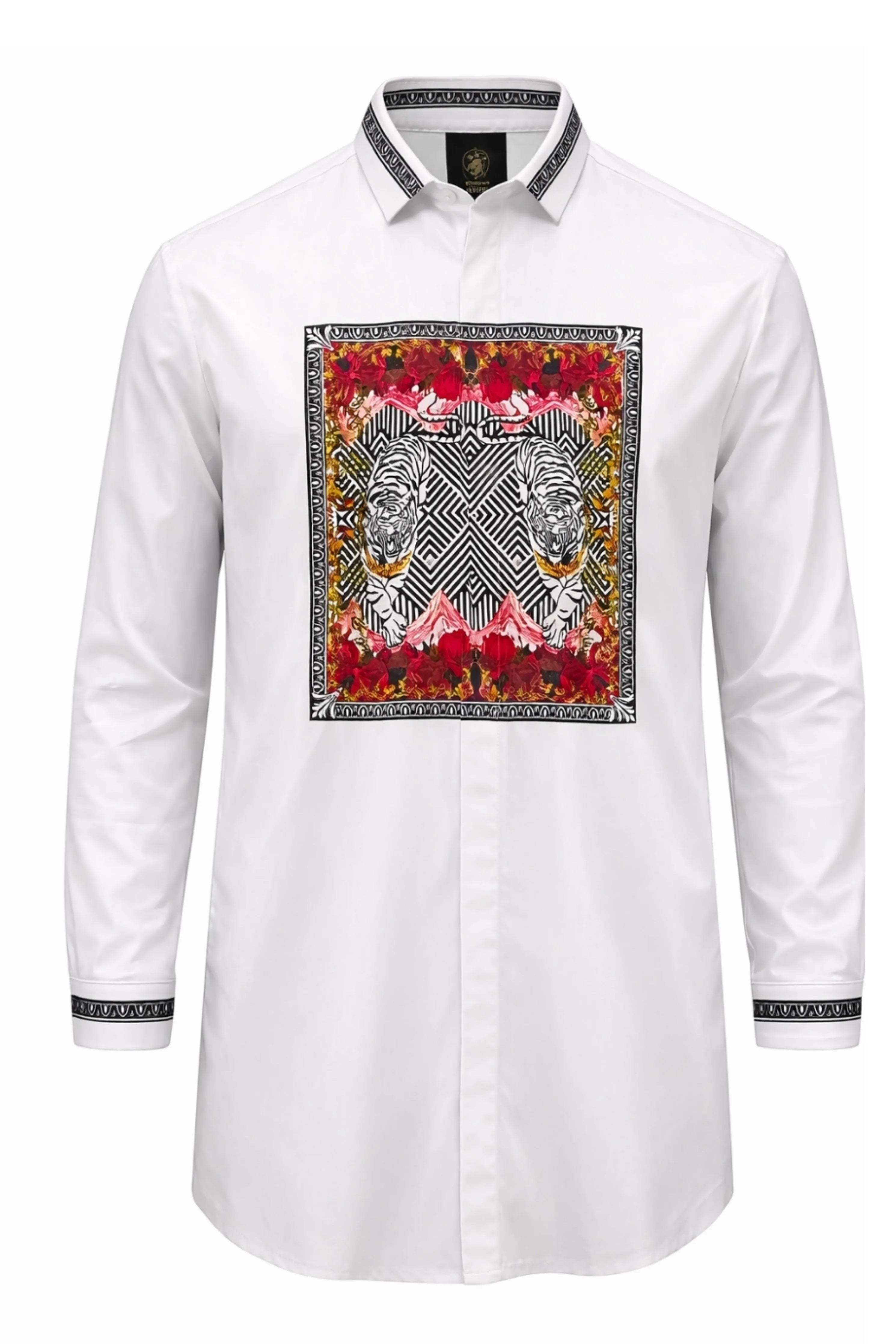 WavTiger White Printed Shirt