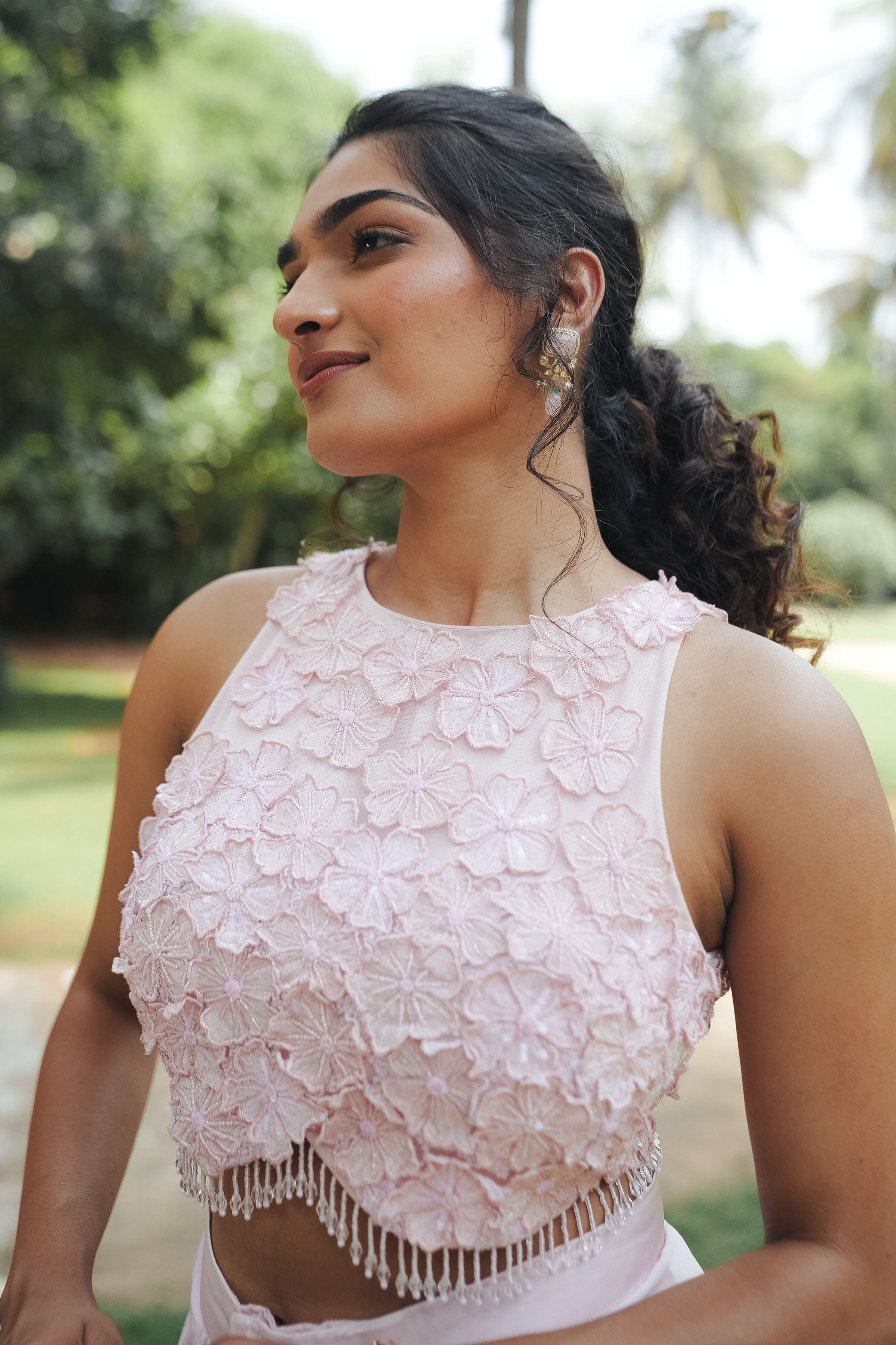 Pink Monotone Drape Skirt Set