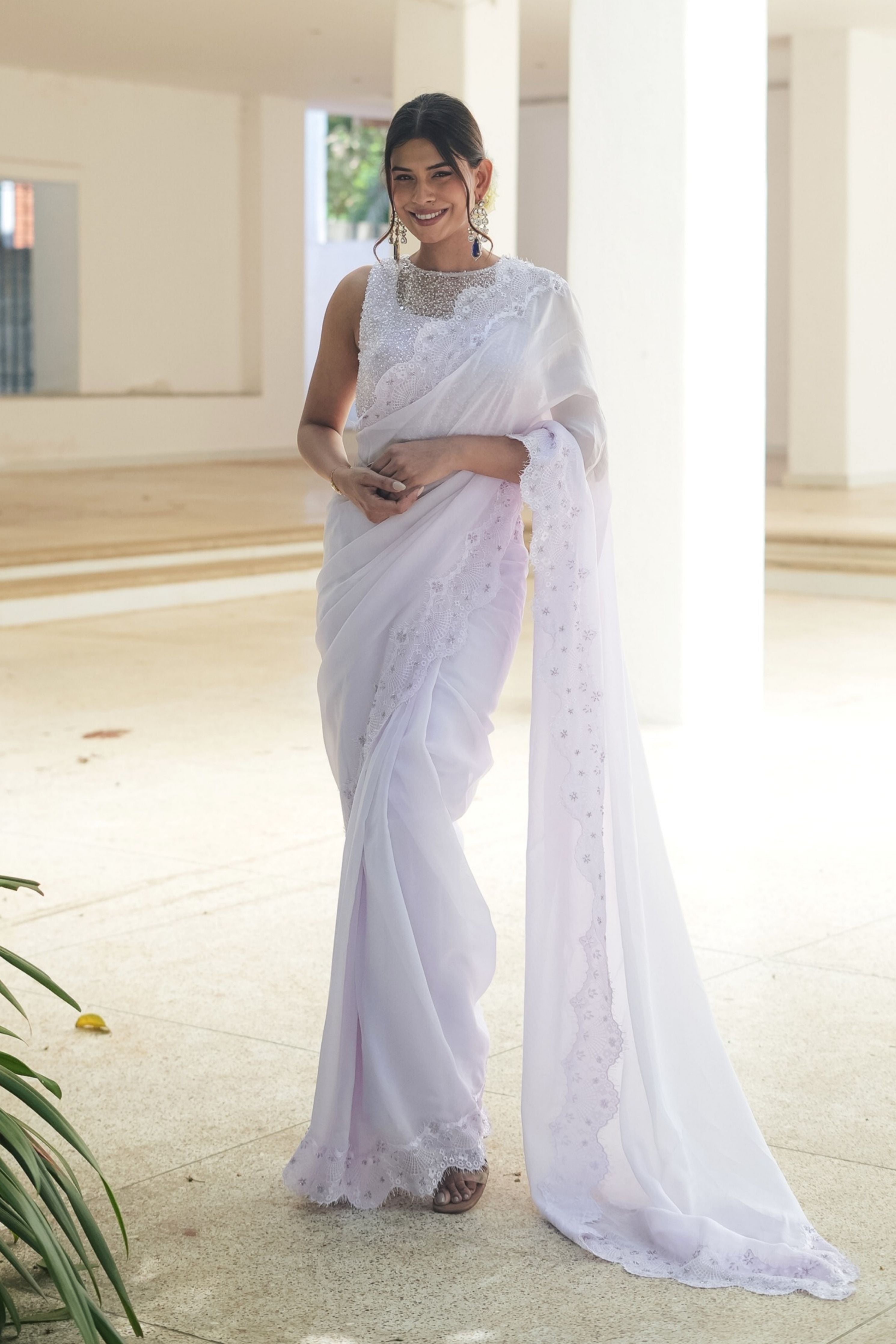 Lavender Chantilly Saree Set