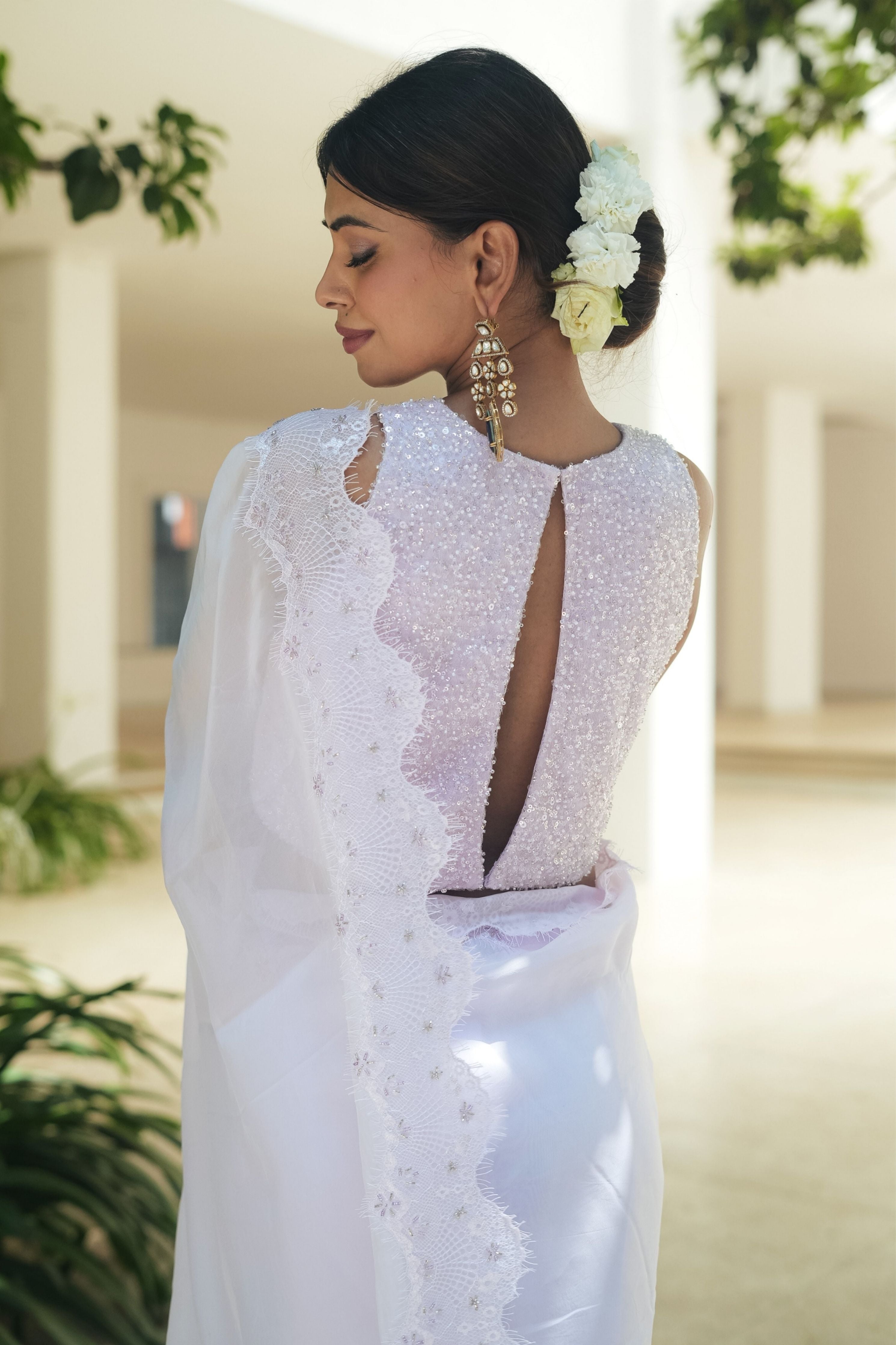 Lavender Chantilly Saree Set