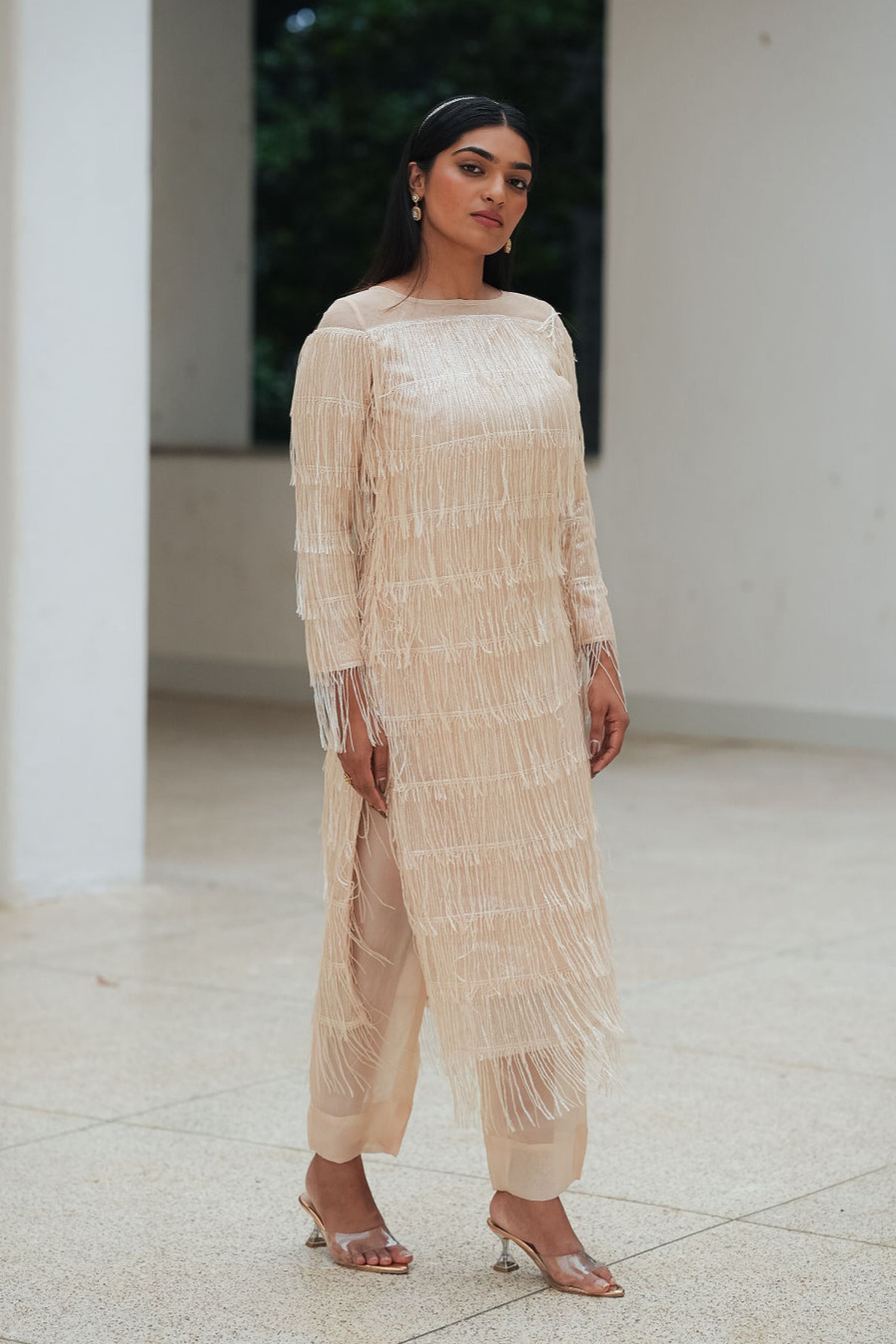 Cream Tasell Shift Dress