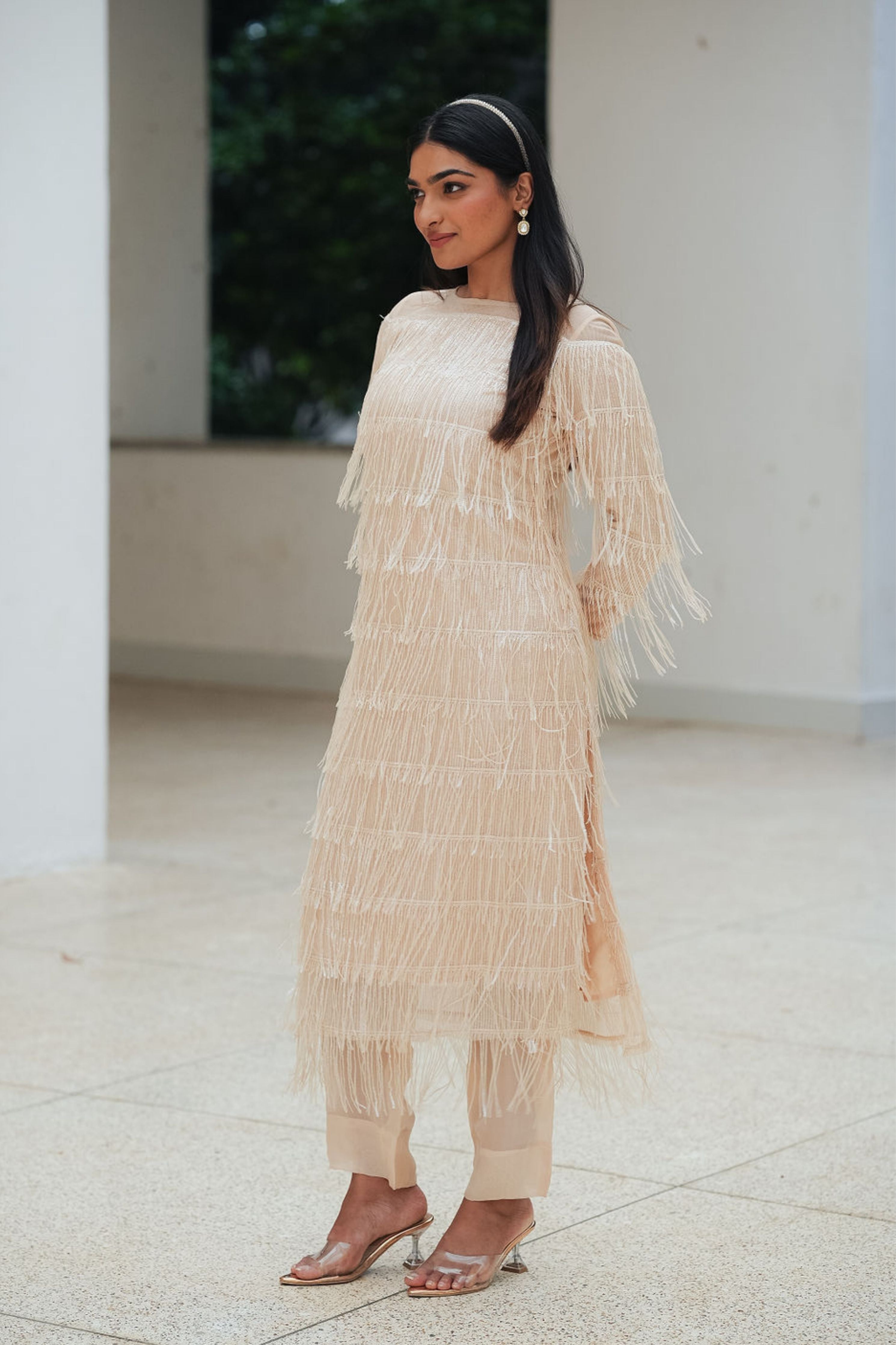 Cream Tasell Shift Dress