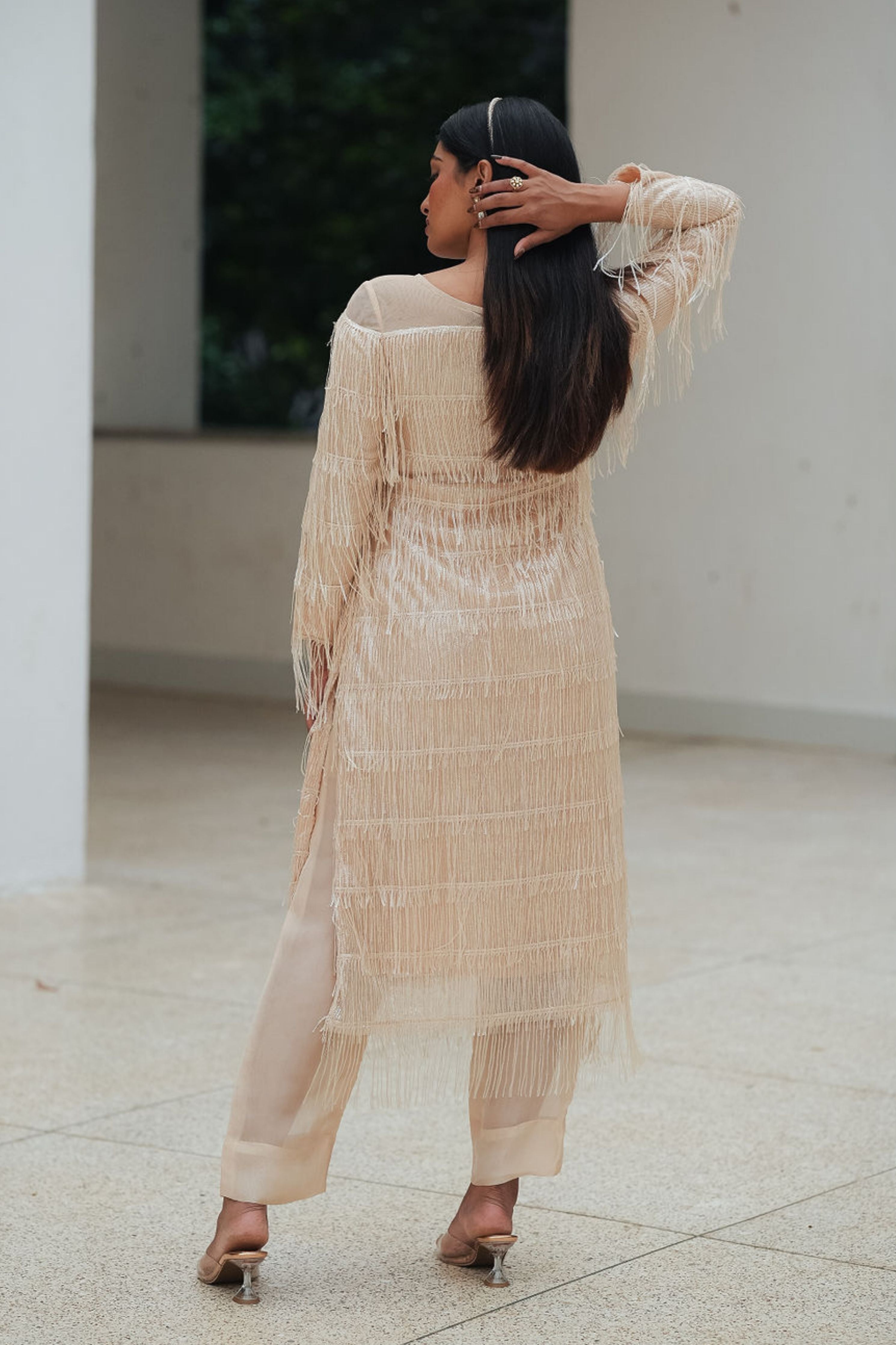Cream Tasell Shift Dress