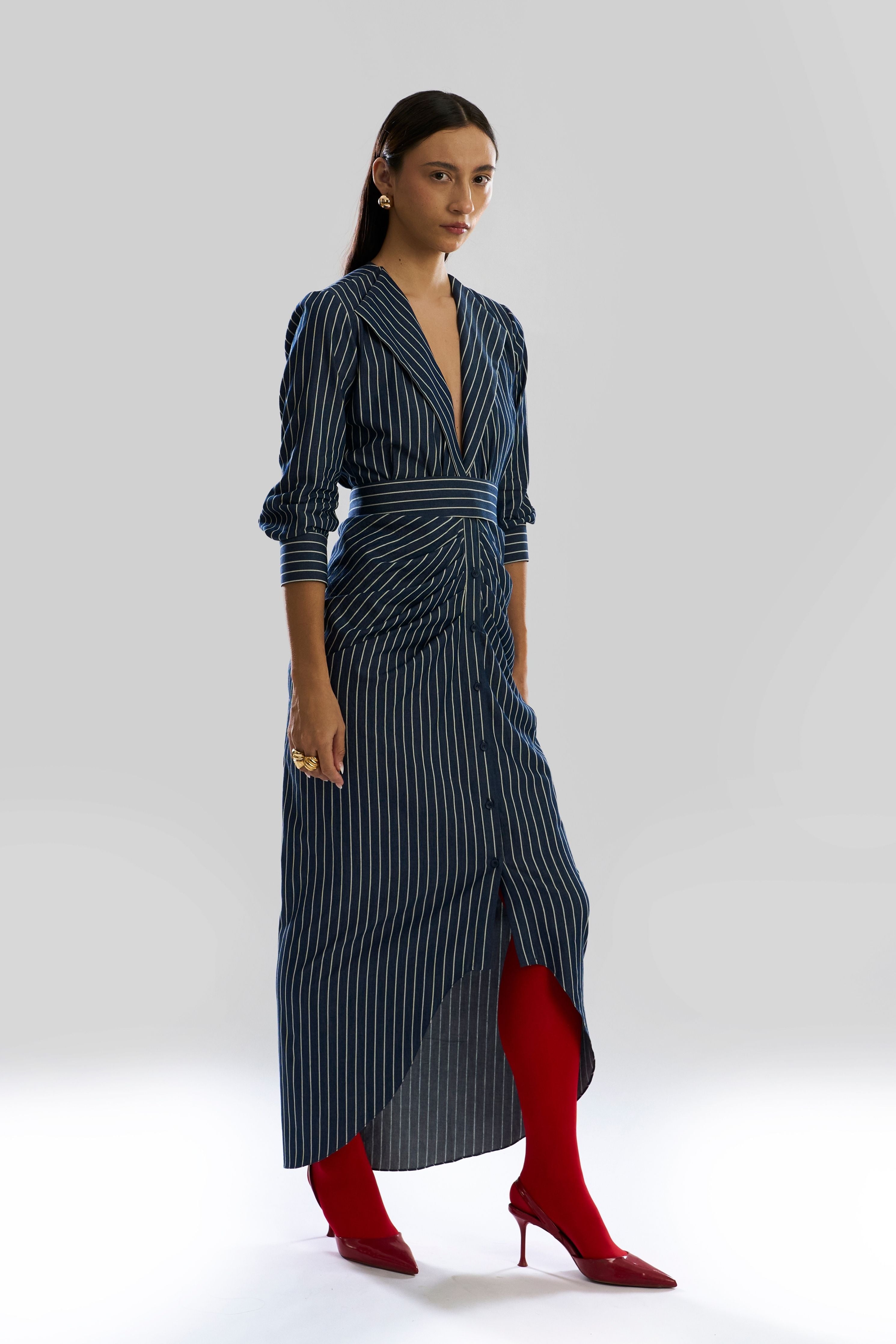 Offset Denim Stripe Dress