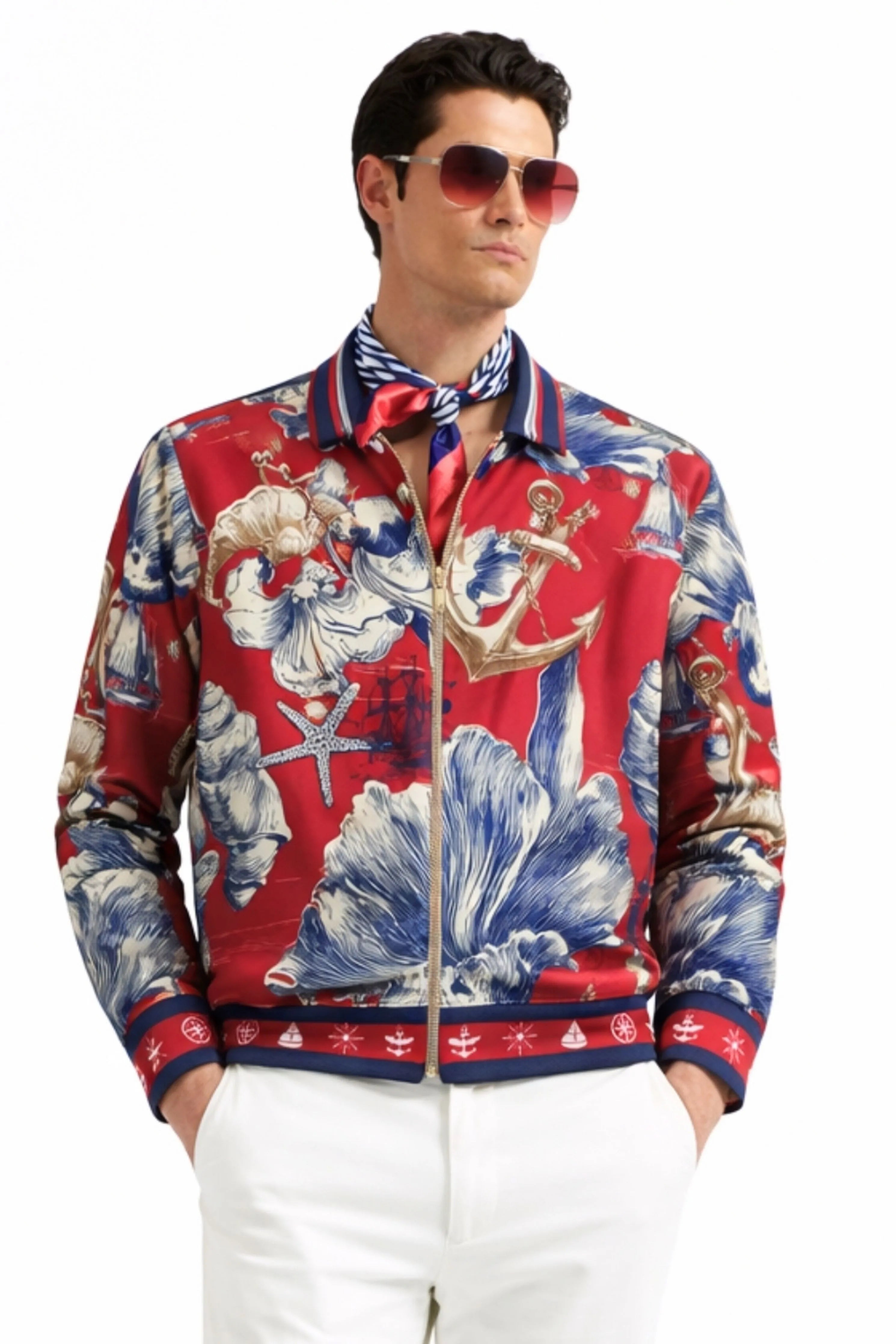 Oceanic Printed Bomber Jacket