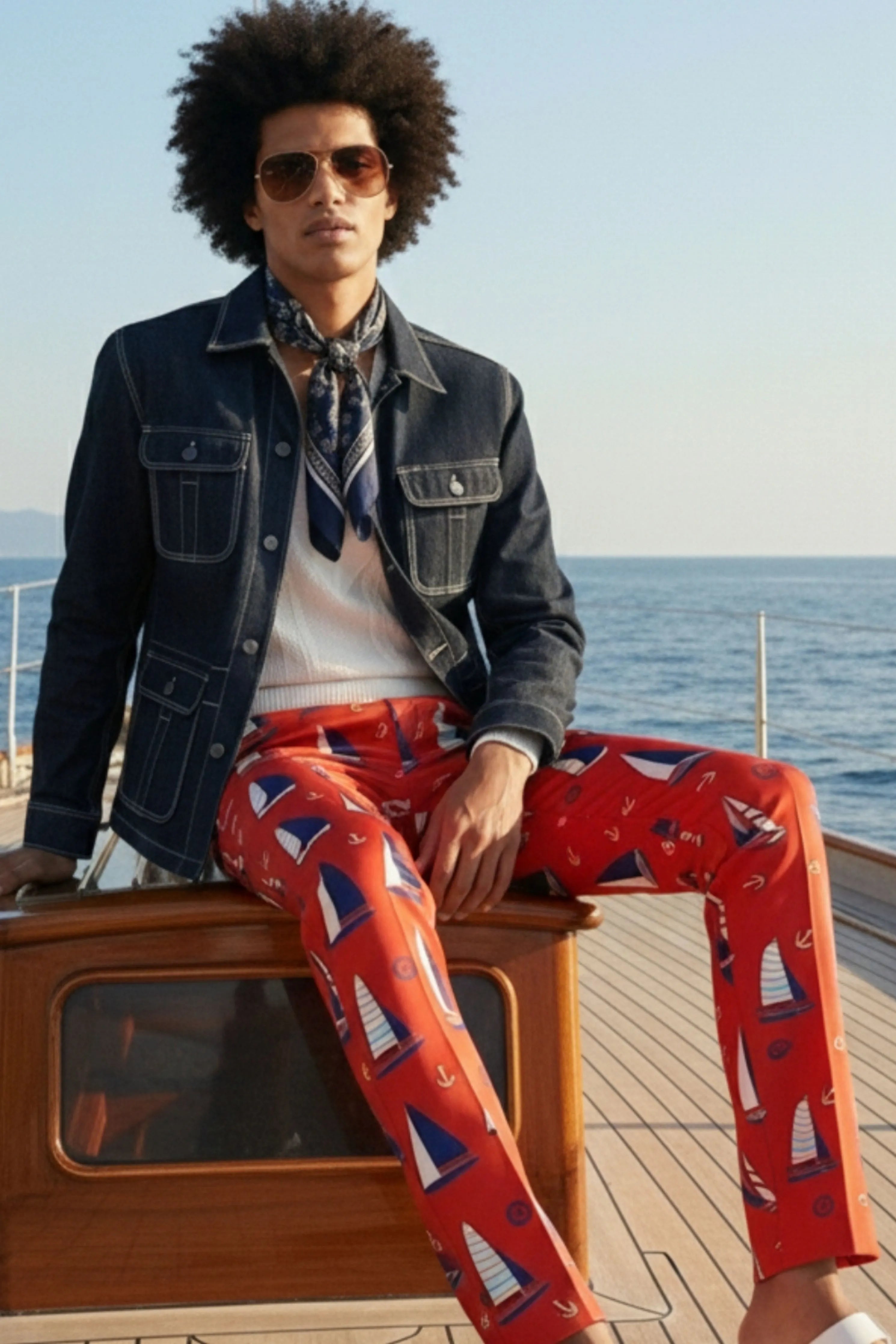 Yacht Red Printed Trousers