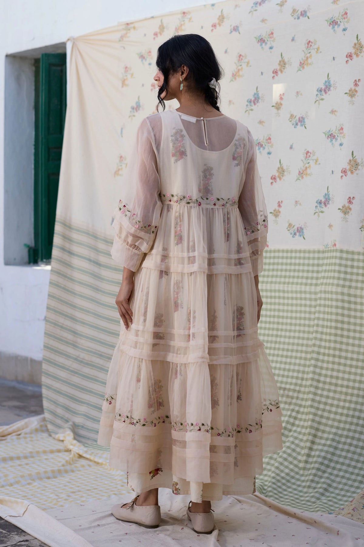 Reverie Dress With Slip Ecru Red