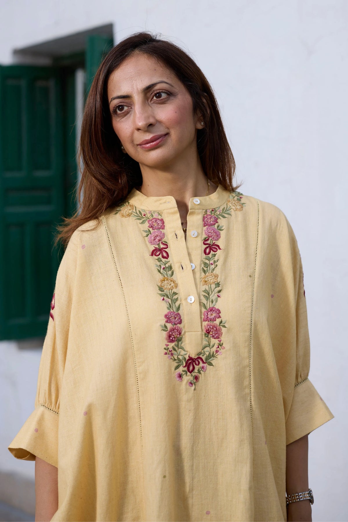 Brisa Kaftan Set In Yellow