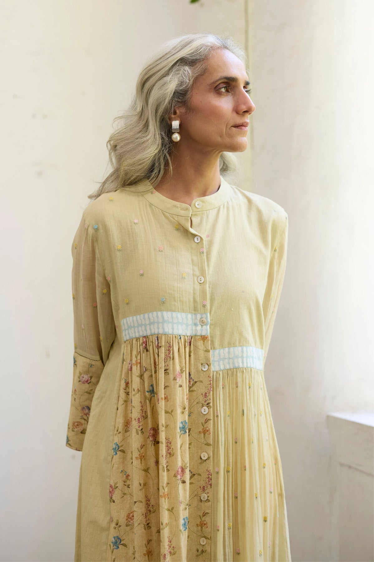 Johin Tunic Set In Ecru & Yellow