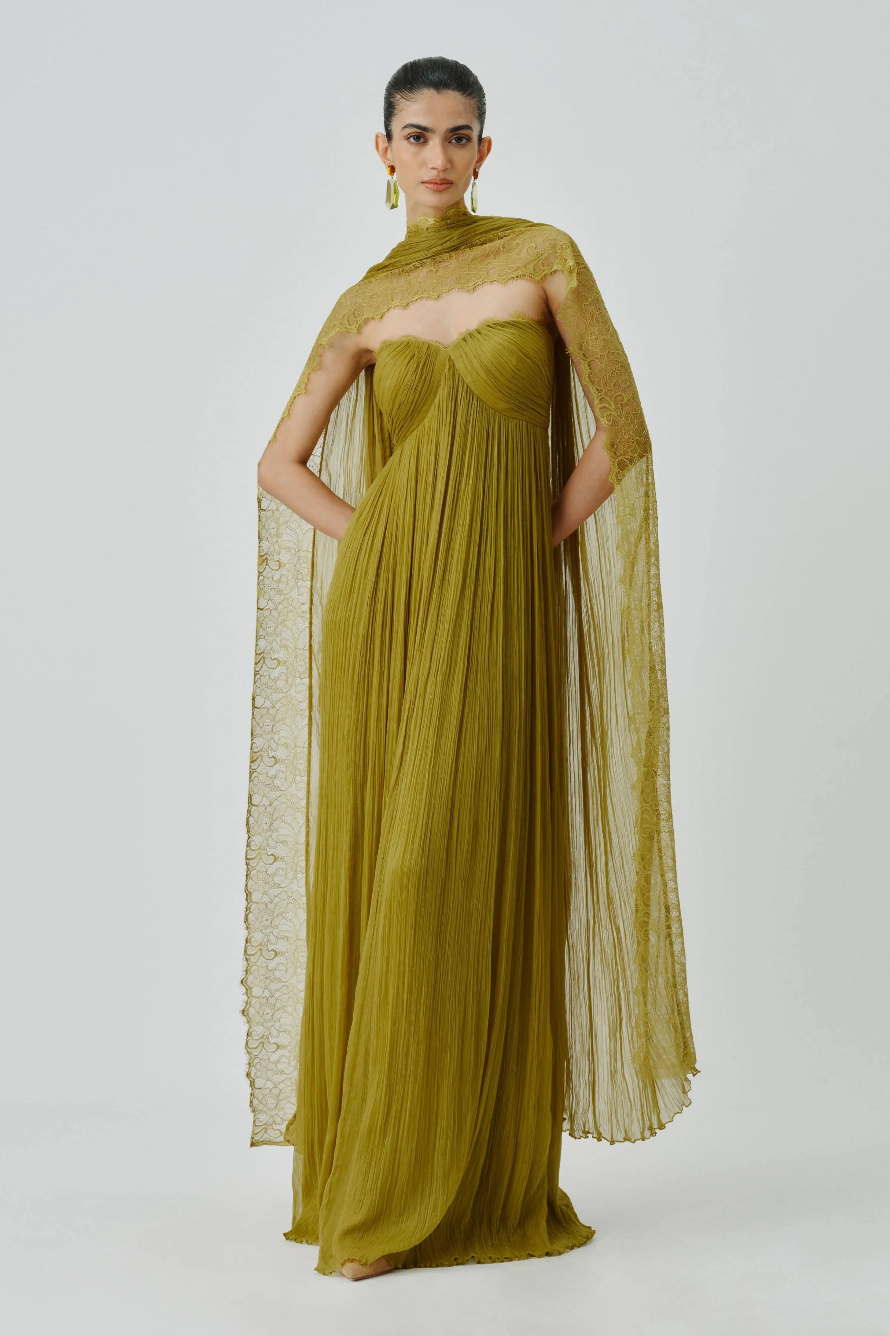 Chartreuse Ruched Dress