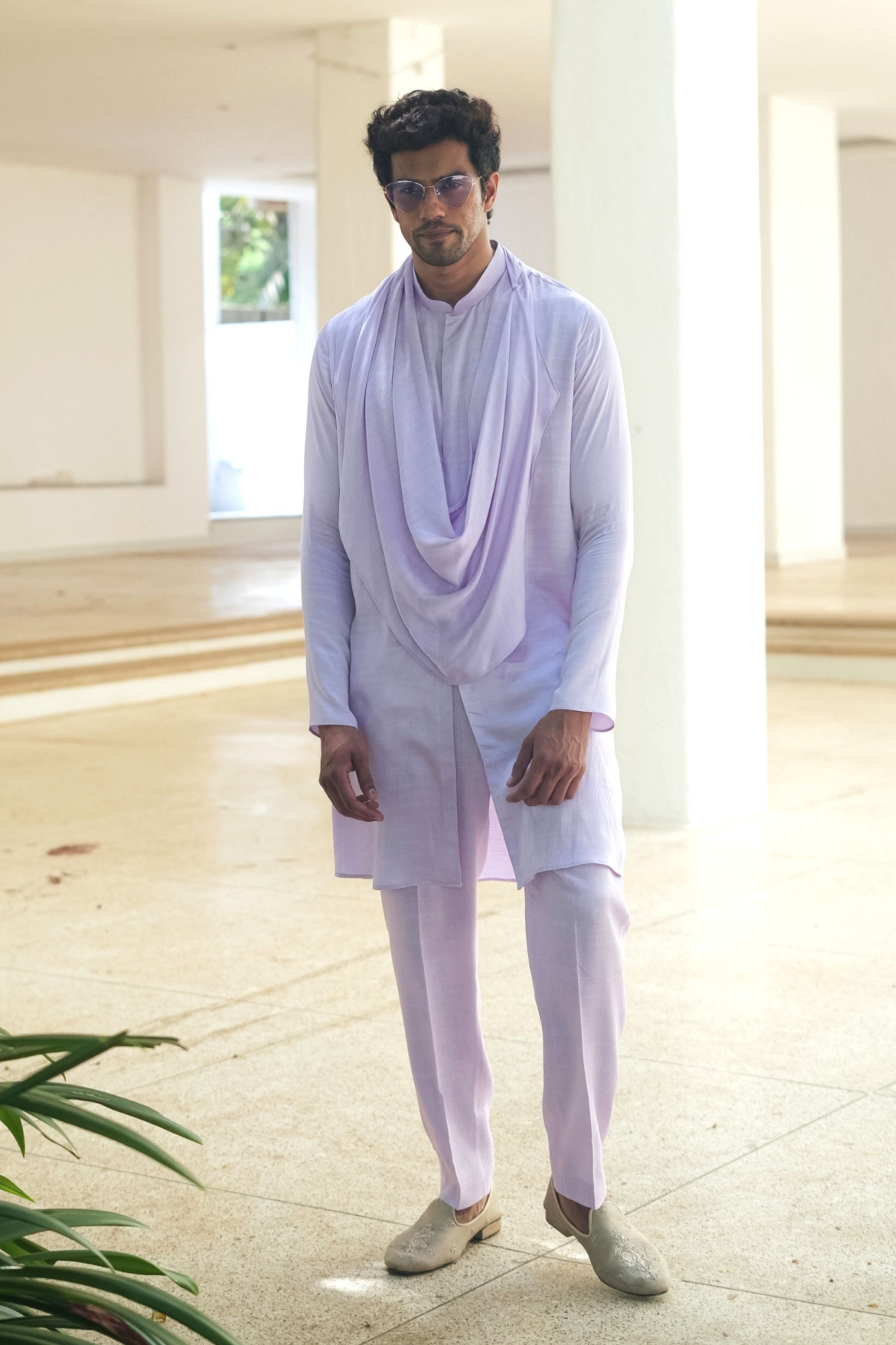 Lavender Cowl Kurta Set