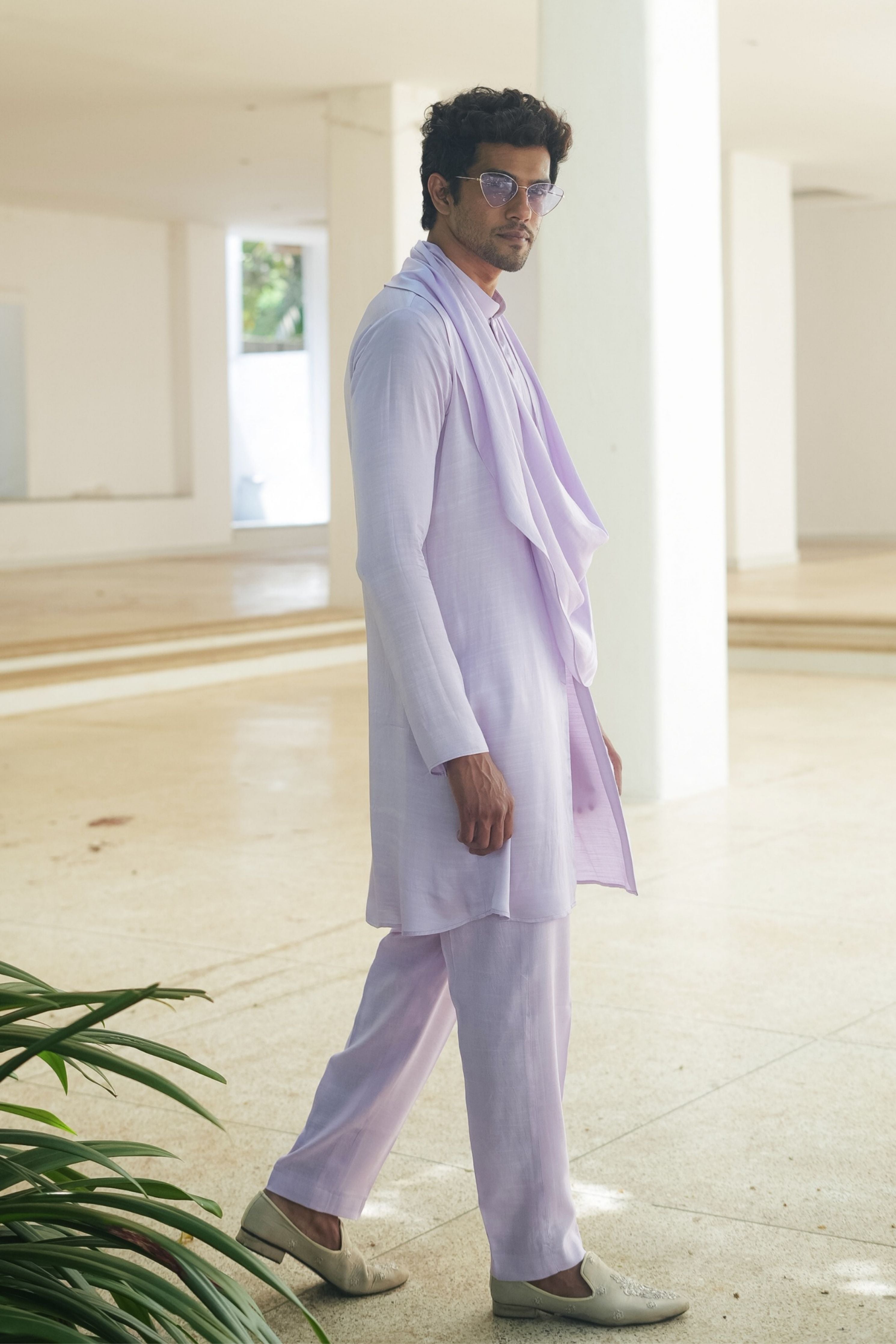 Lavender Cowl Kurta Set