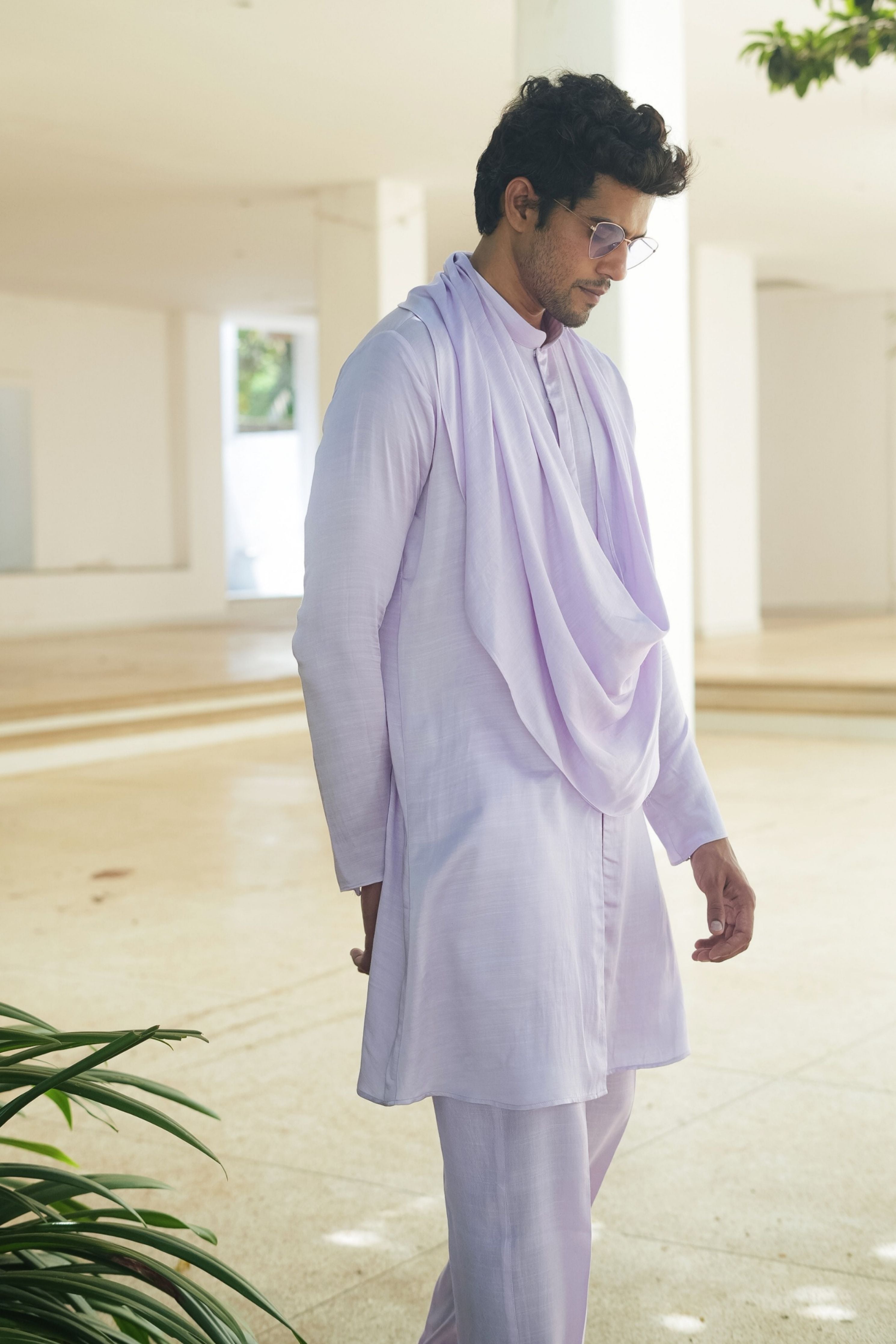 Lavender Cowl Kurta Set