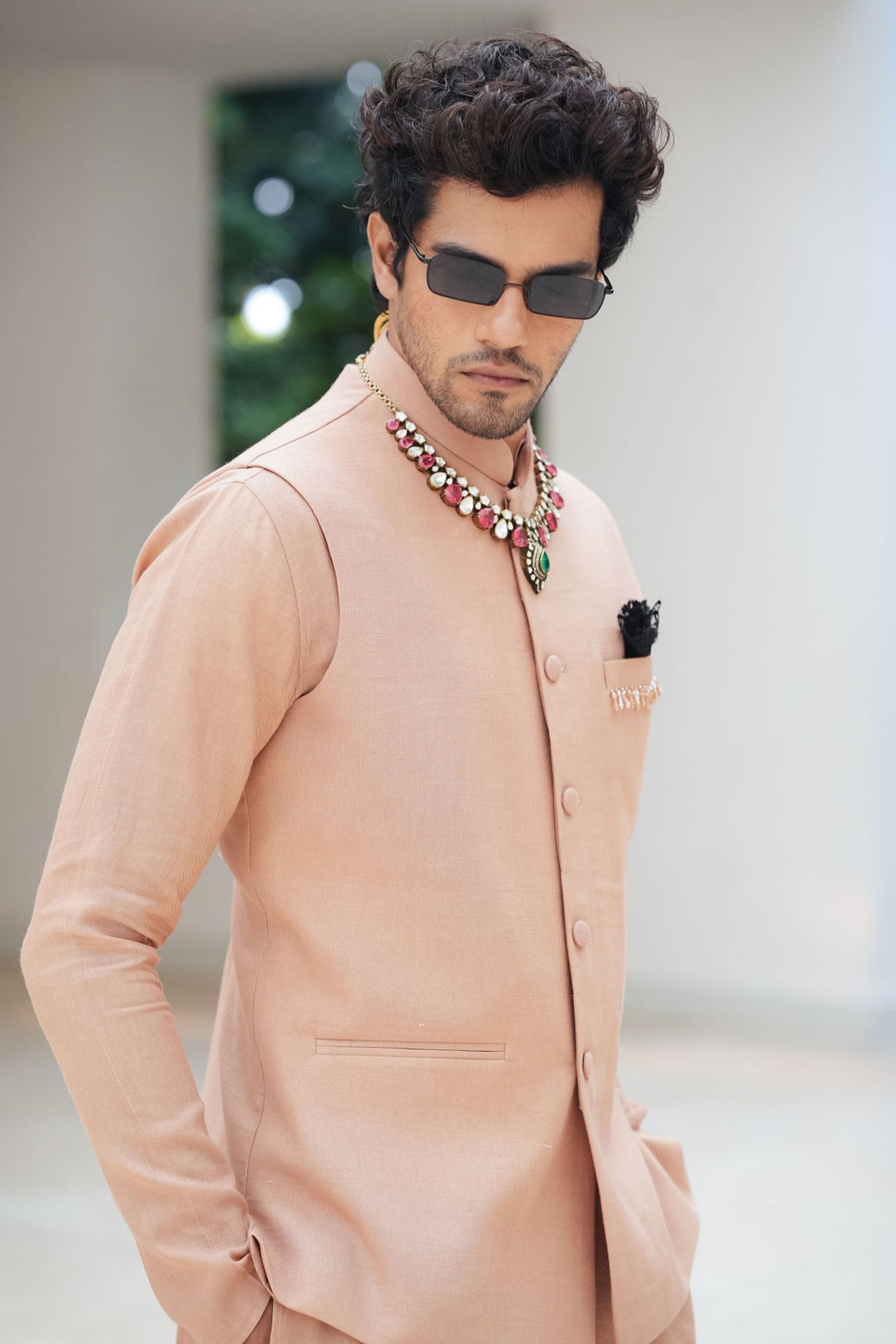 Linen Bundi Kurta Set