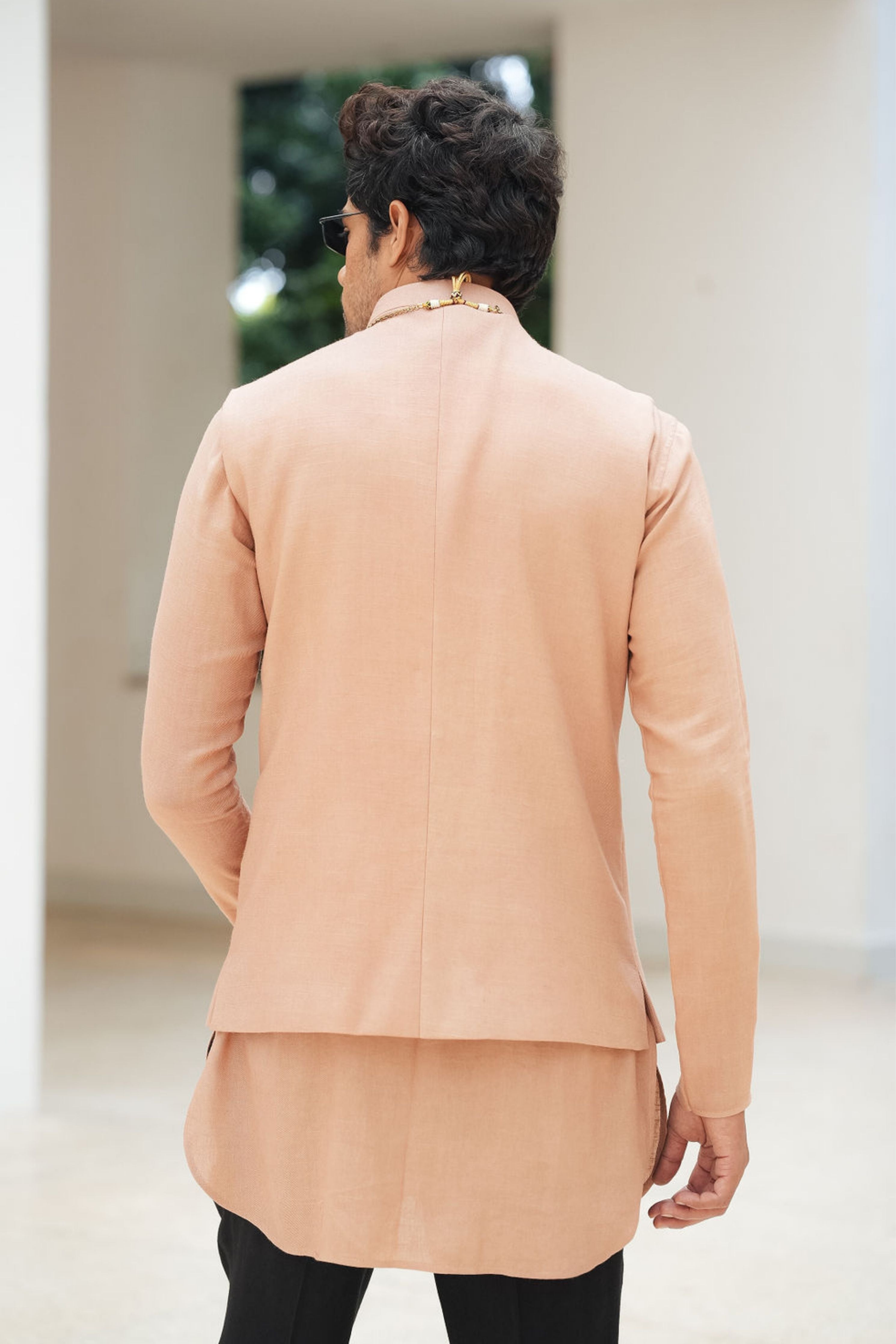 Linen Bundi Kurta Set