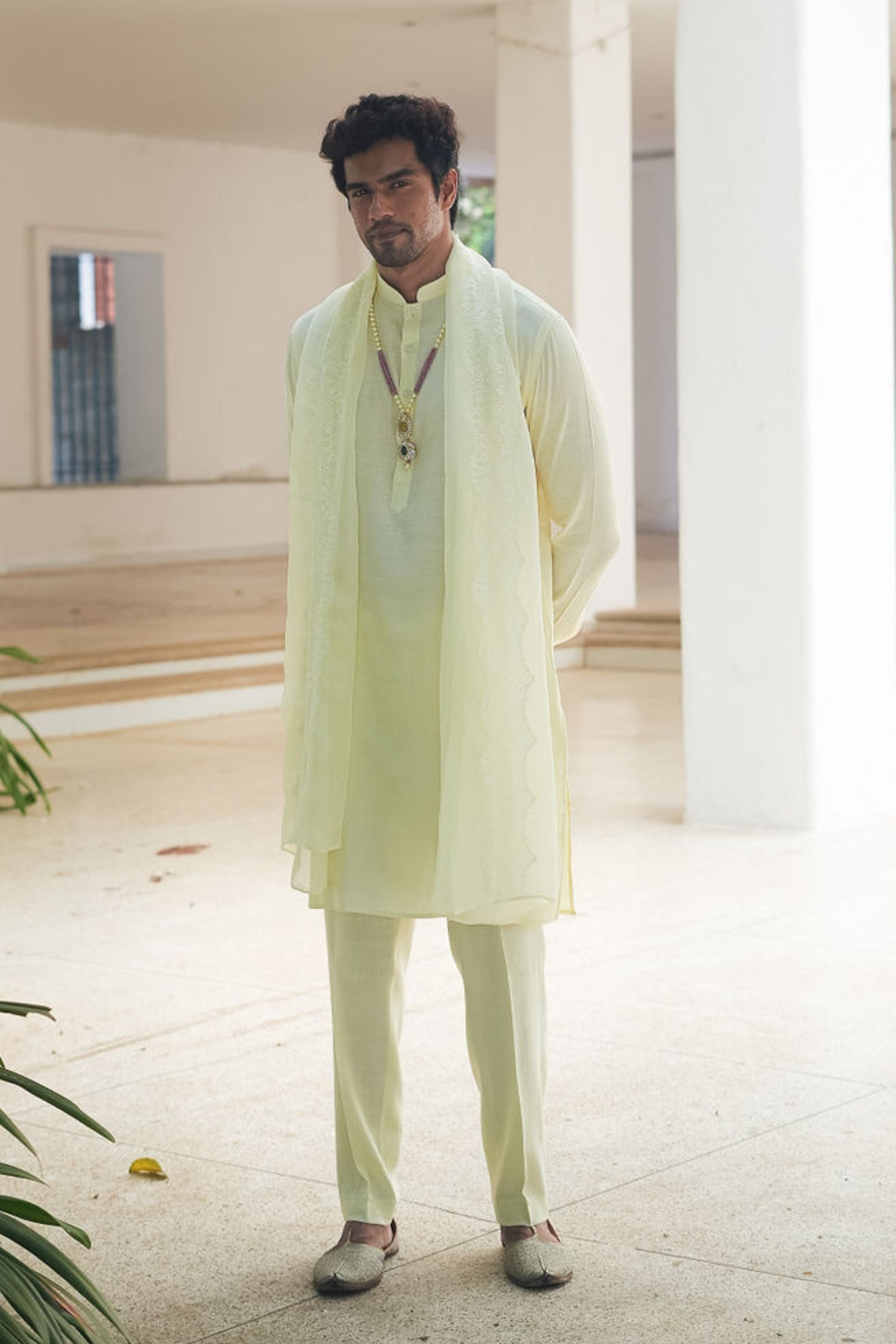 Yellow Cotton Kurta Set