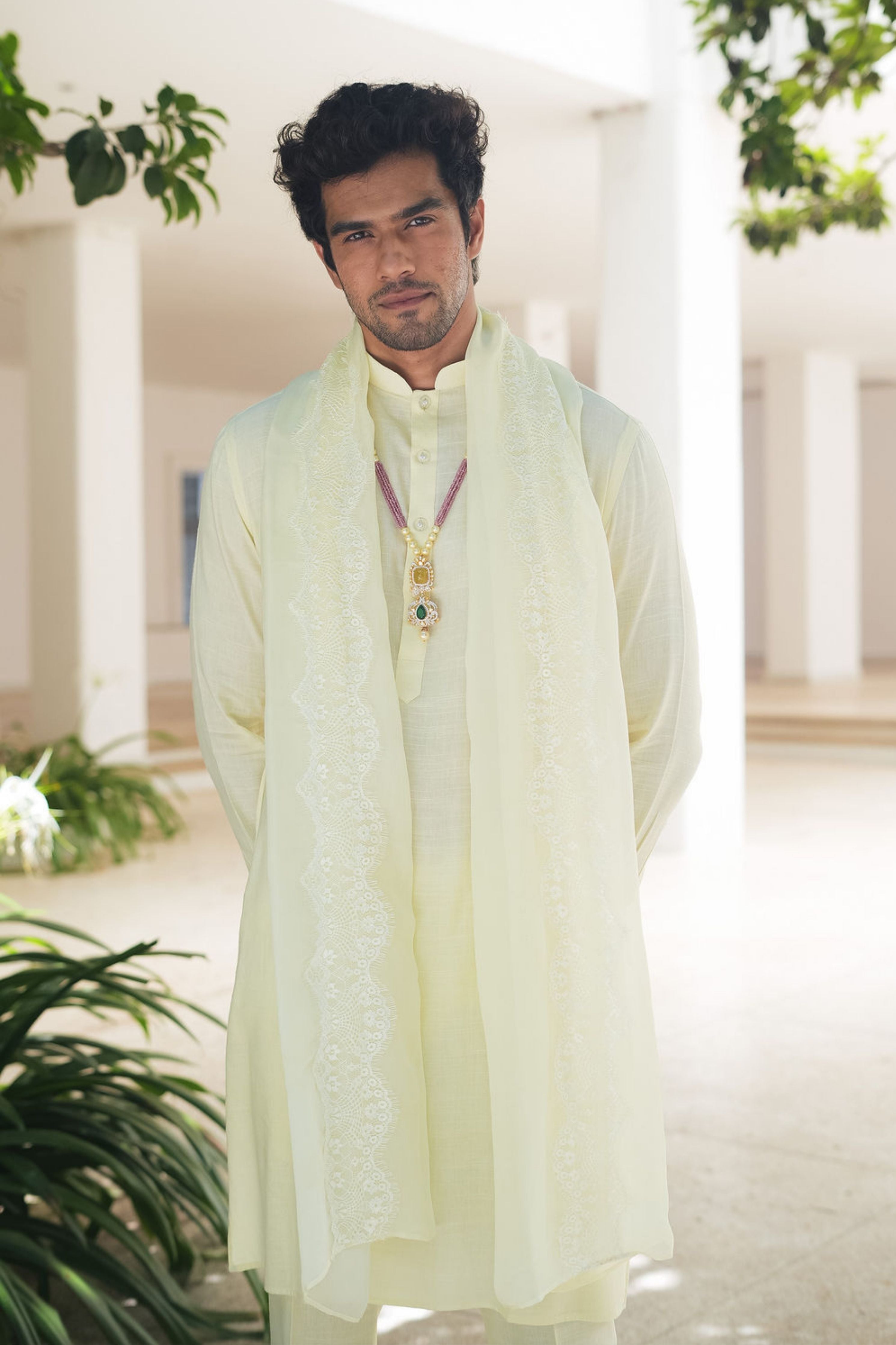Yellow Cotton Kurta Set