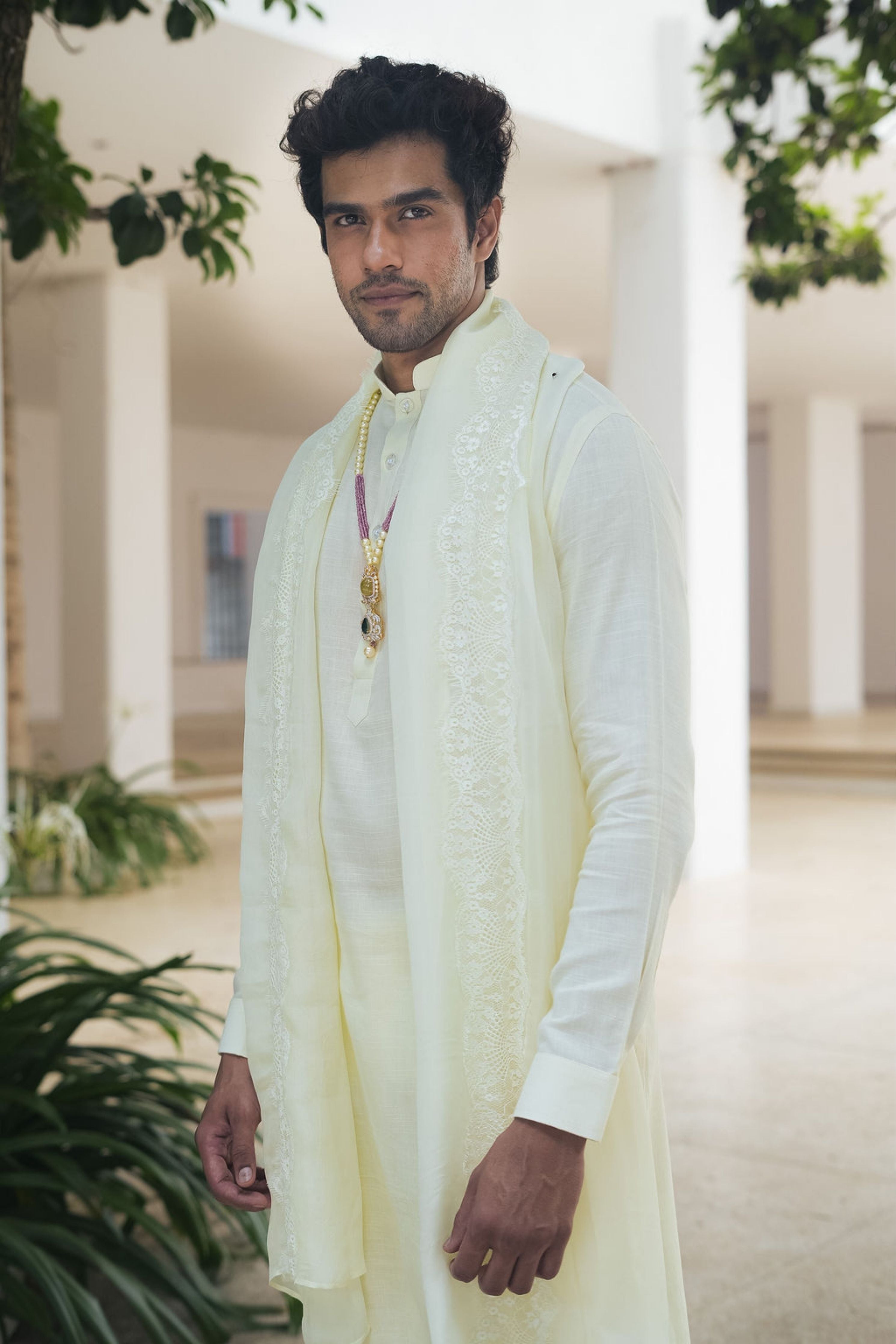Yellow Cotton Kurta Set