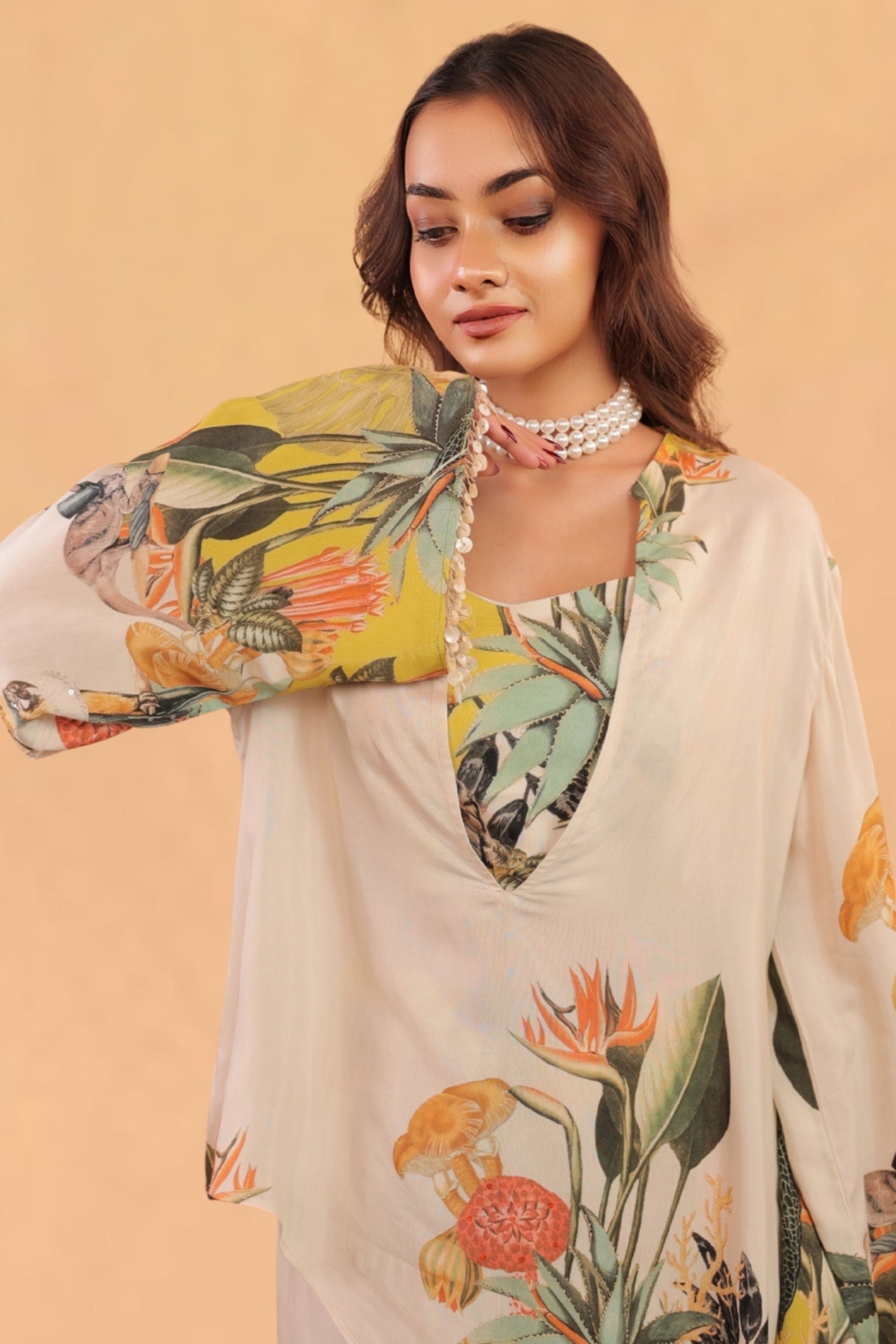 Kokum Asymmetric Sun Glow Tunic Co-Ord Set