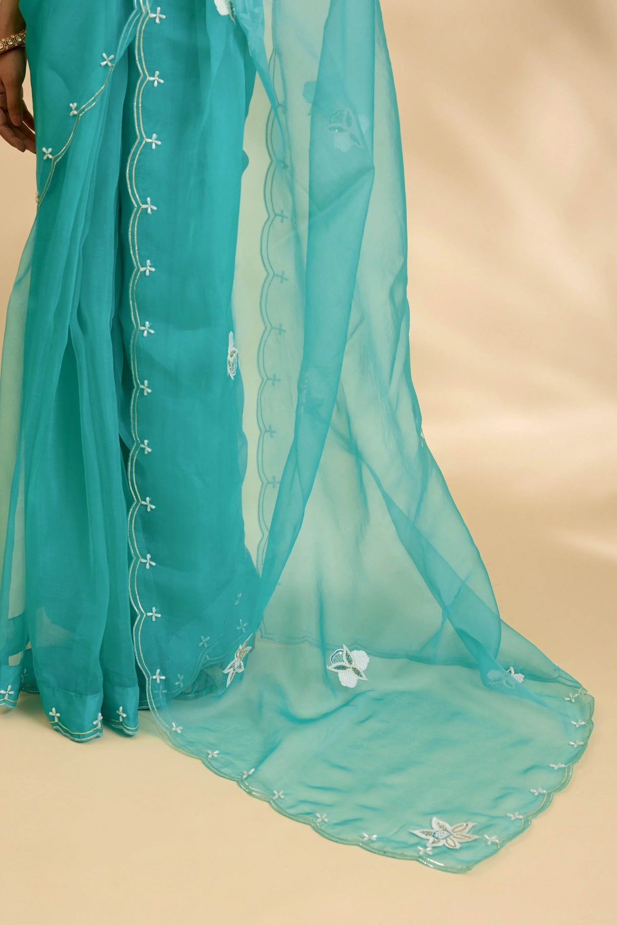 Firozi Nargis Embellished Sari Set