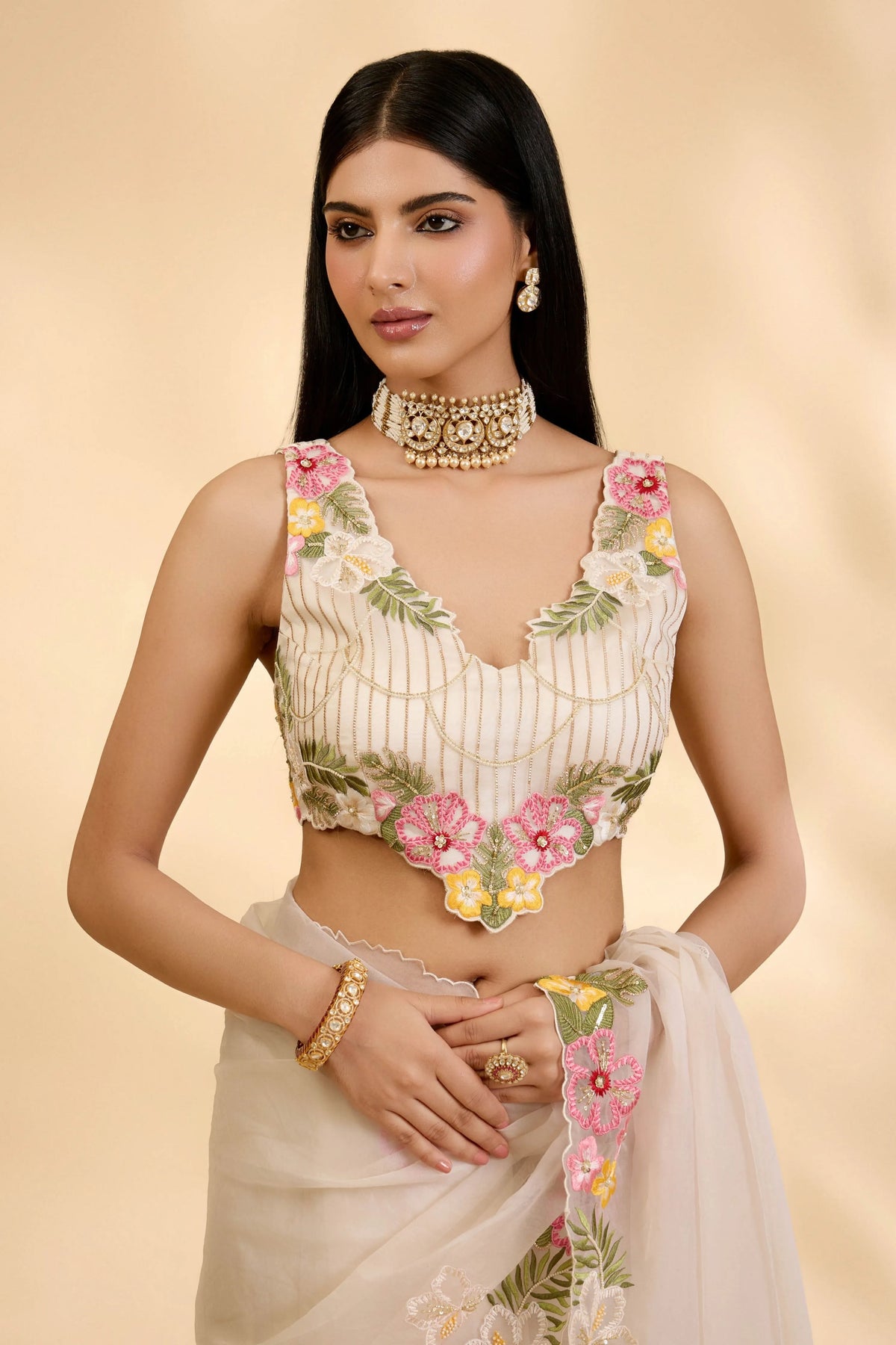 Chandani Ruksar Embellished Sari Set