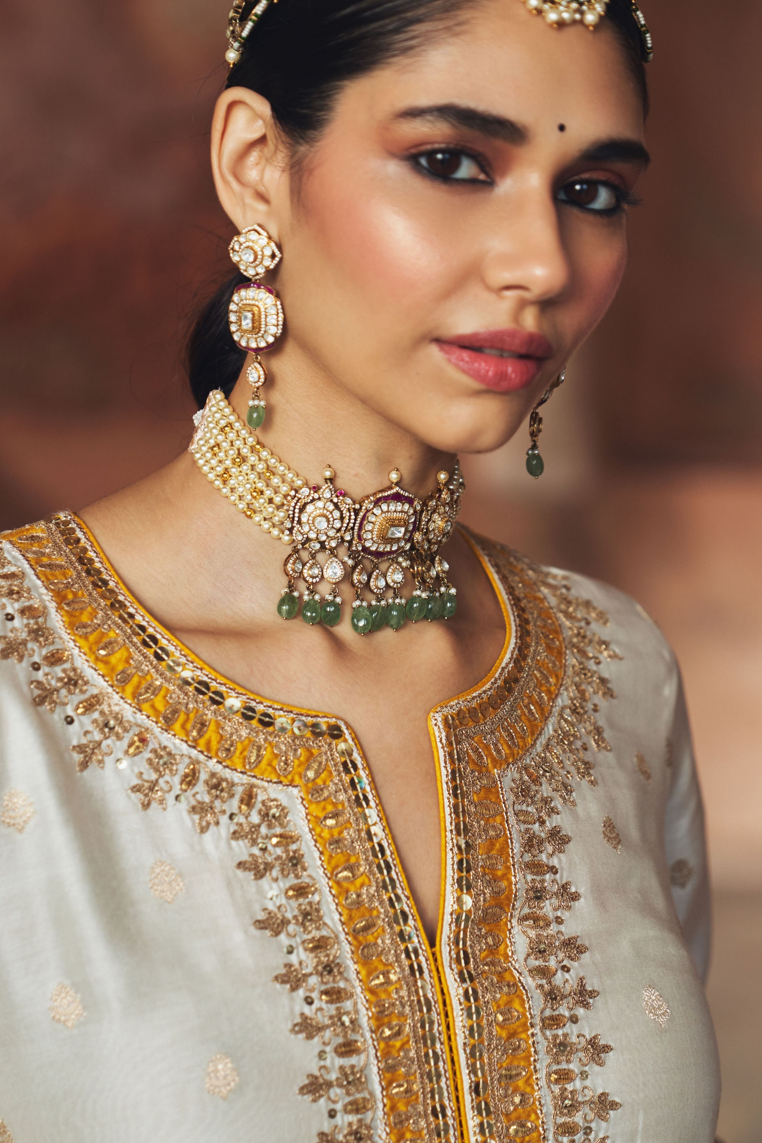 Sumaira  Daisy Ivory Long Kurta With Palazzo And Dupatta