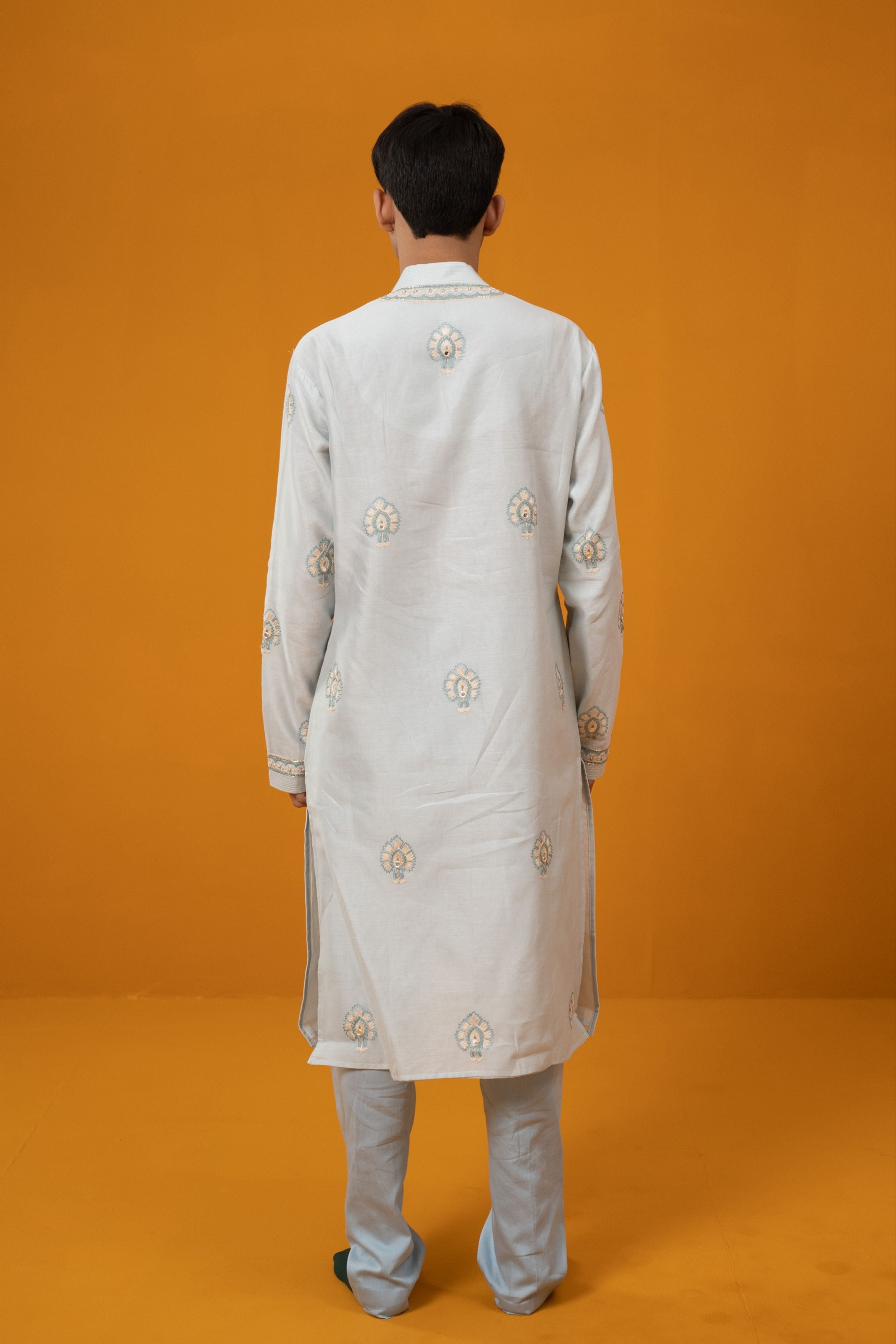 Sky Blue Parallel Paisley Kurta Set