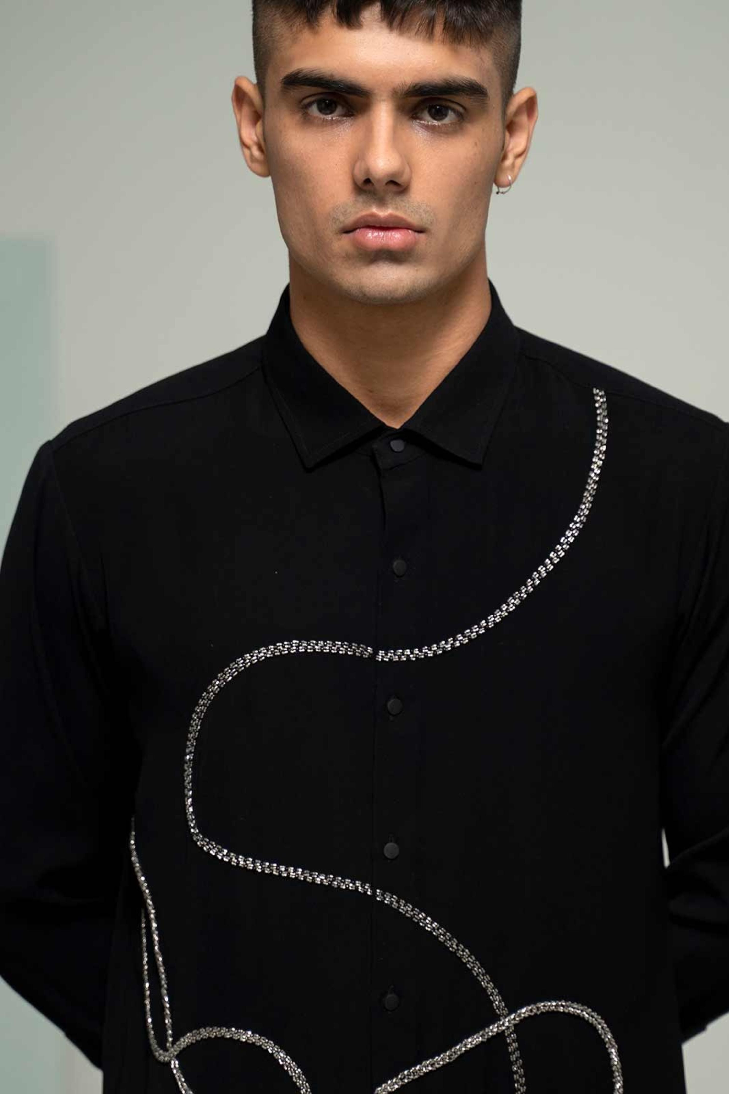 Black Metallic Chain Shirt