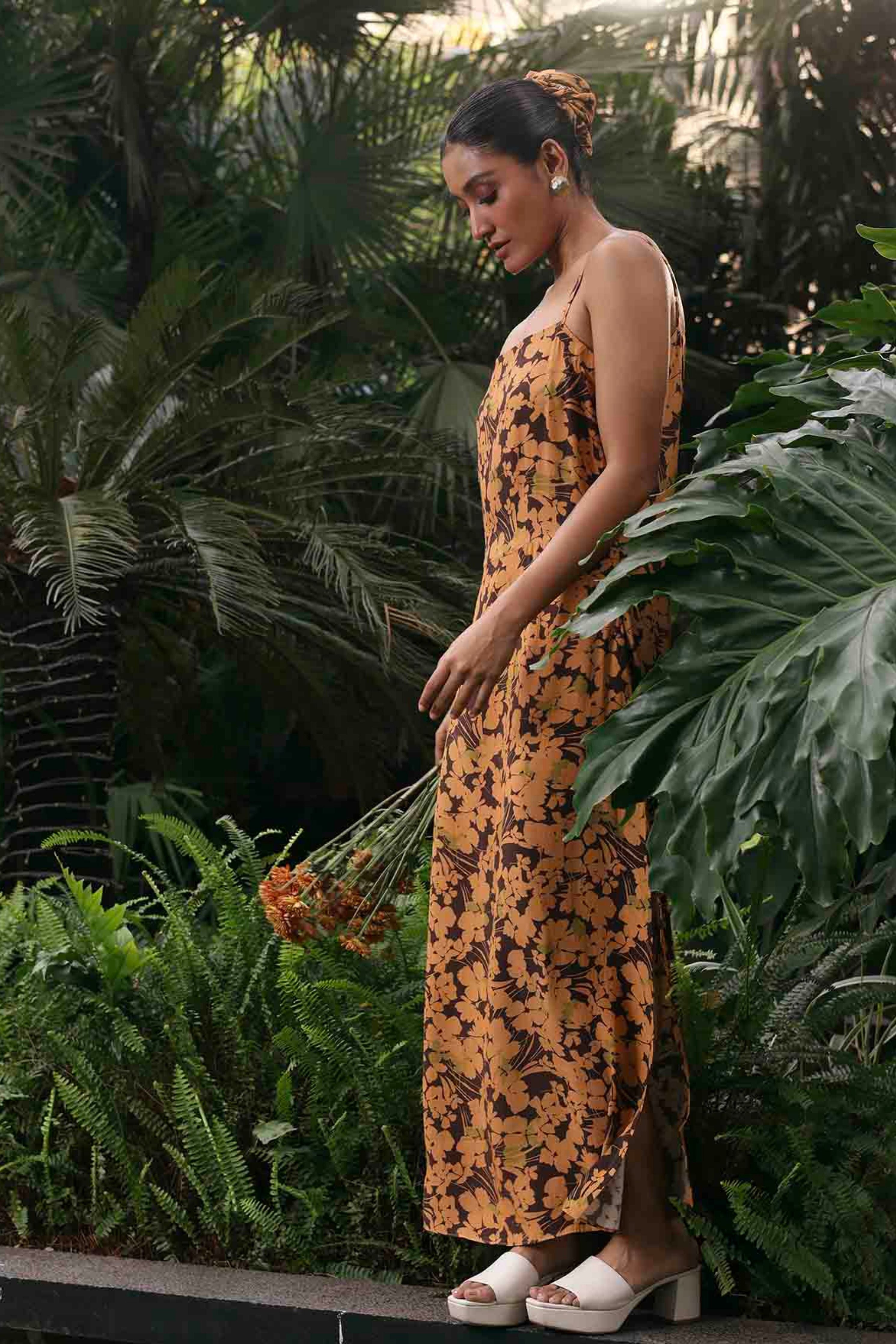 Spring Brown Long Slip Dress