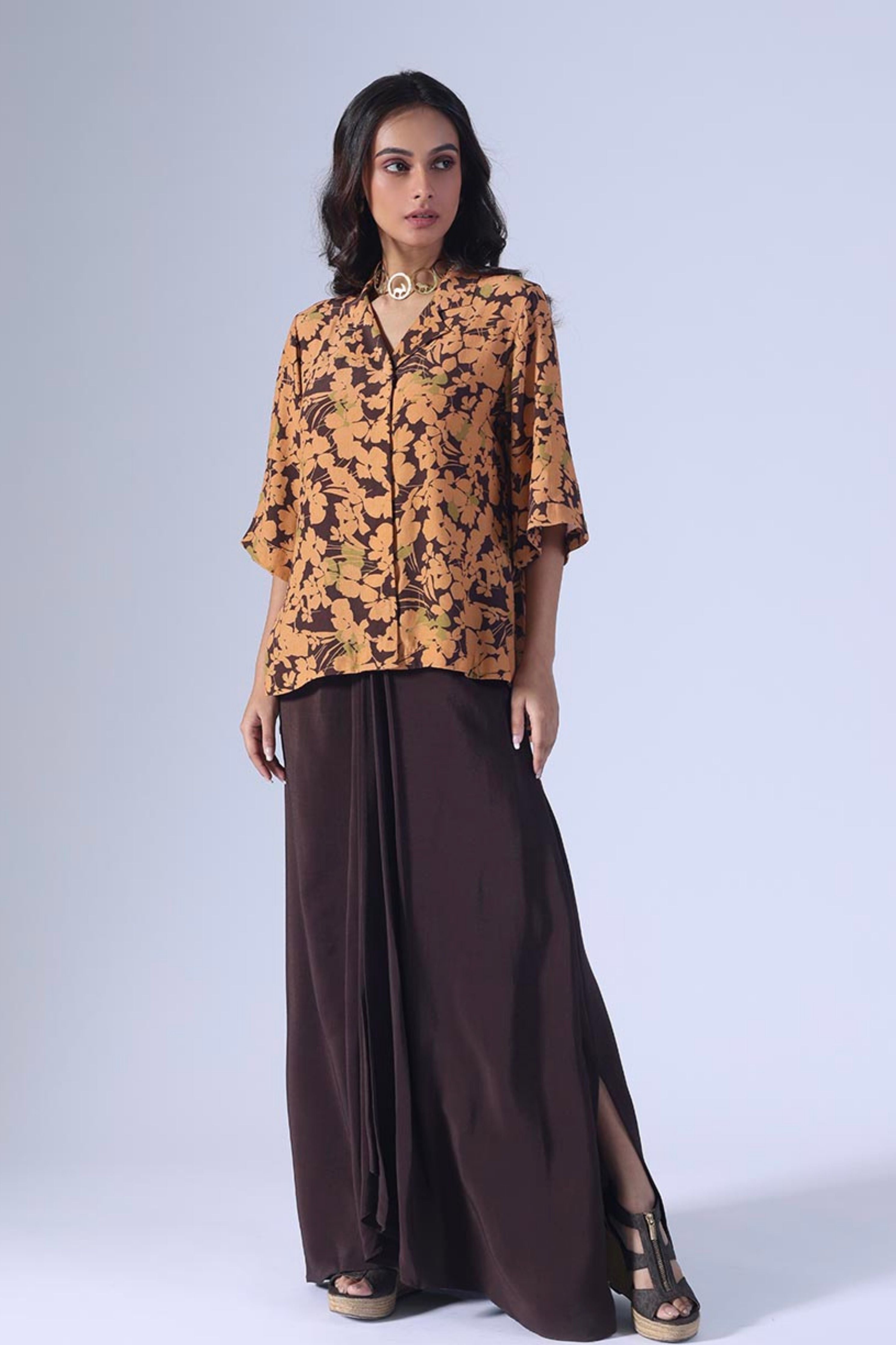 Spring Brown Skirt Set