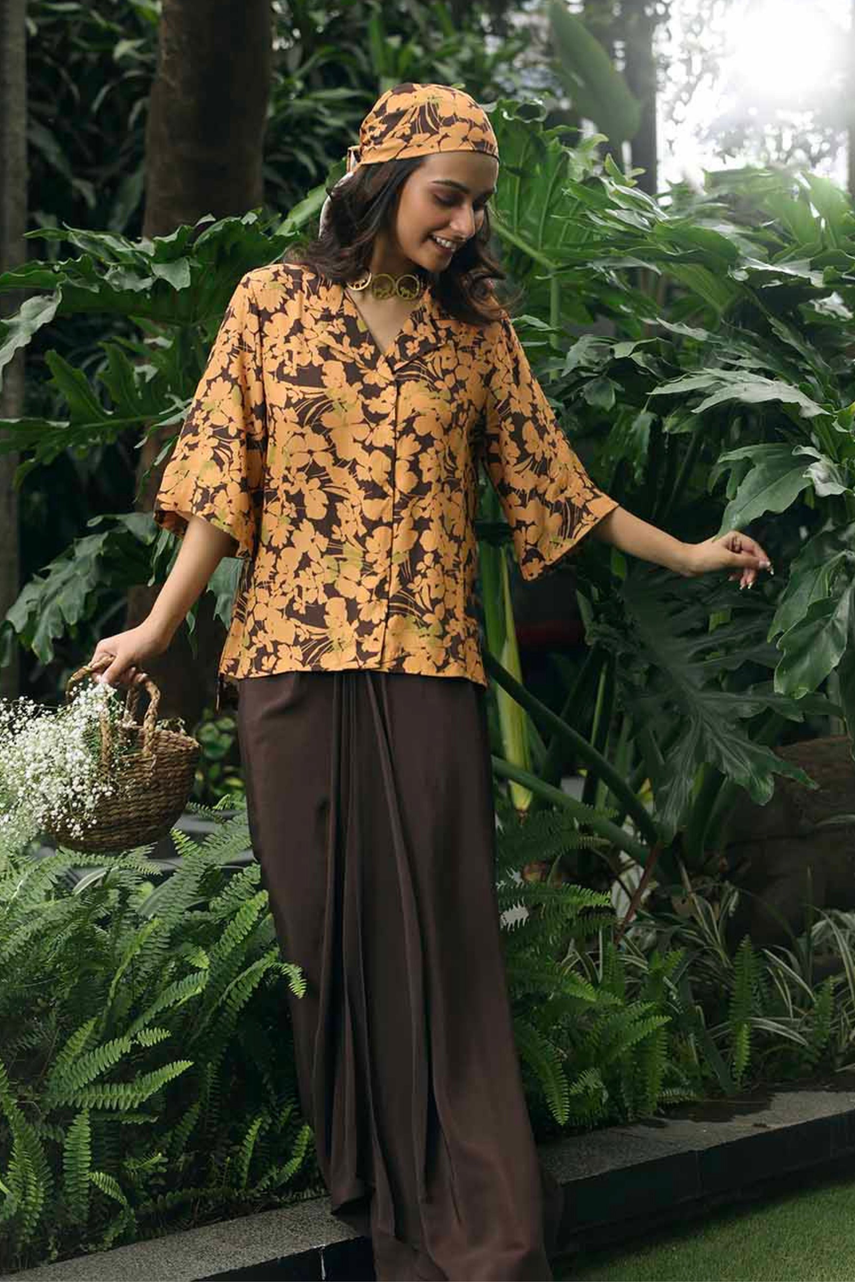 Spring Brown Skirt Set