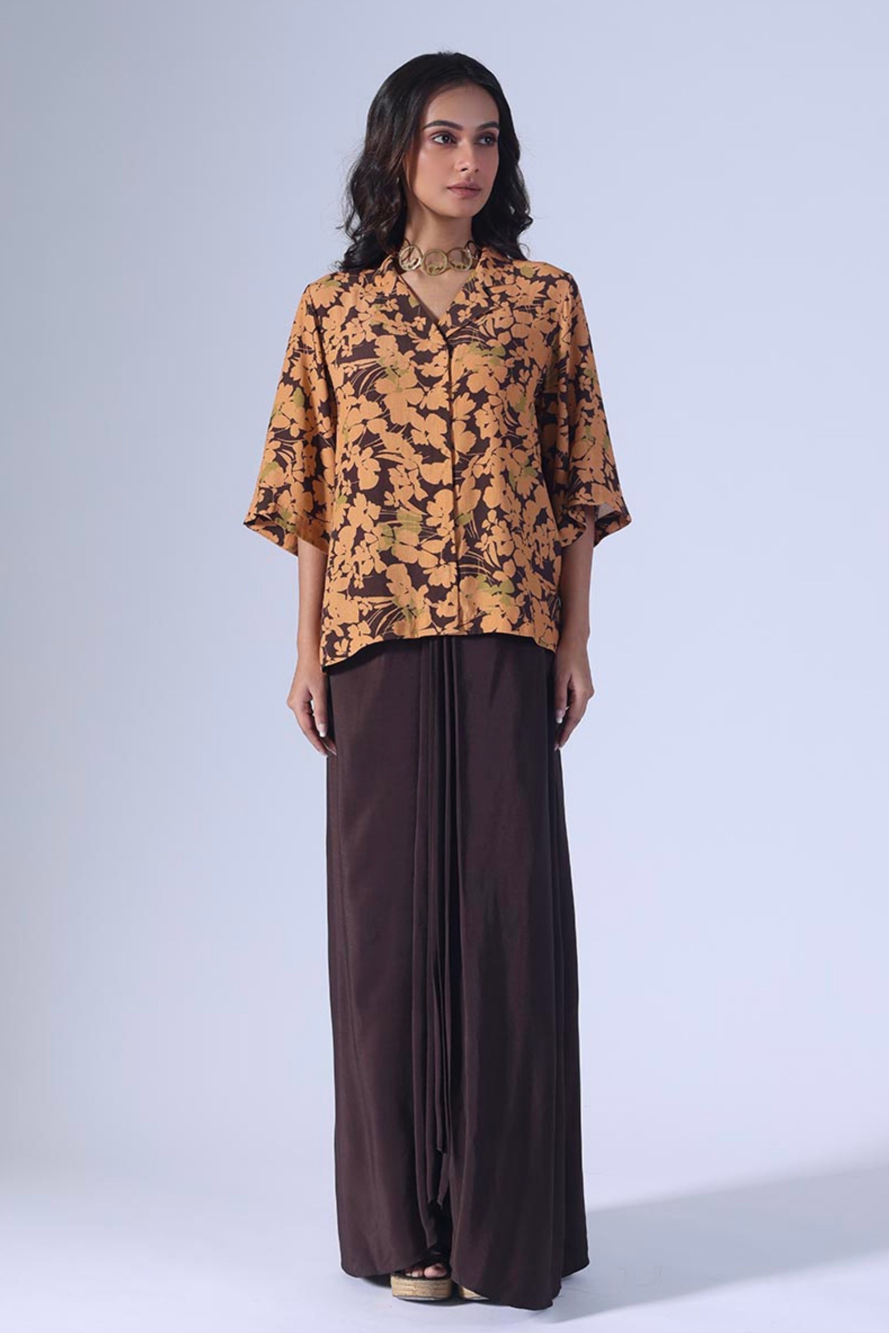 Spring Brown Skirt Set