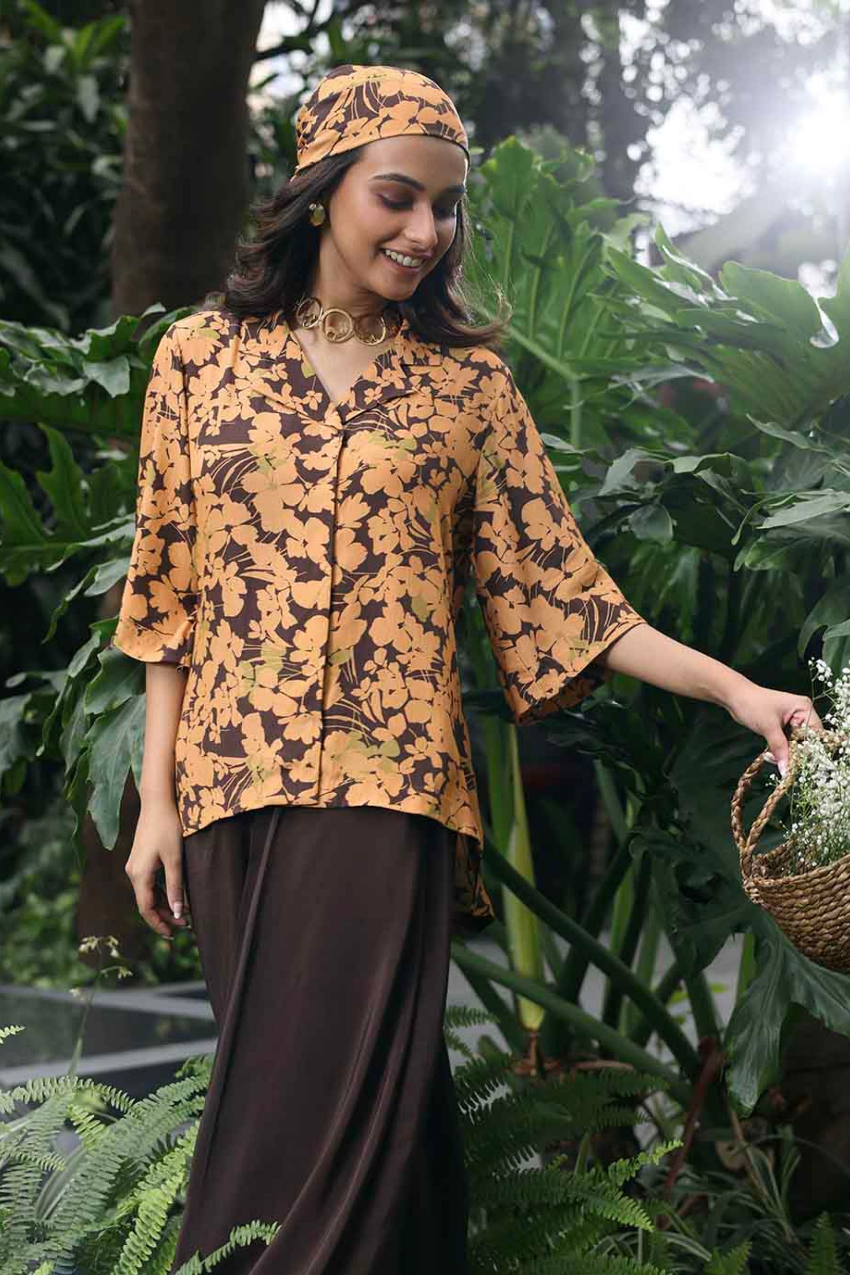 Spring Brown Skirt Set