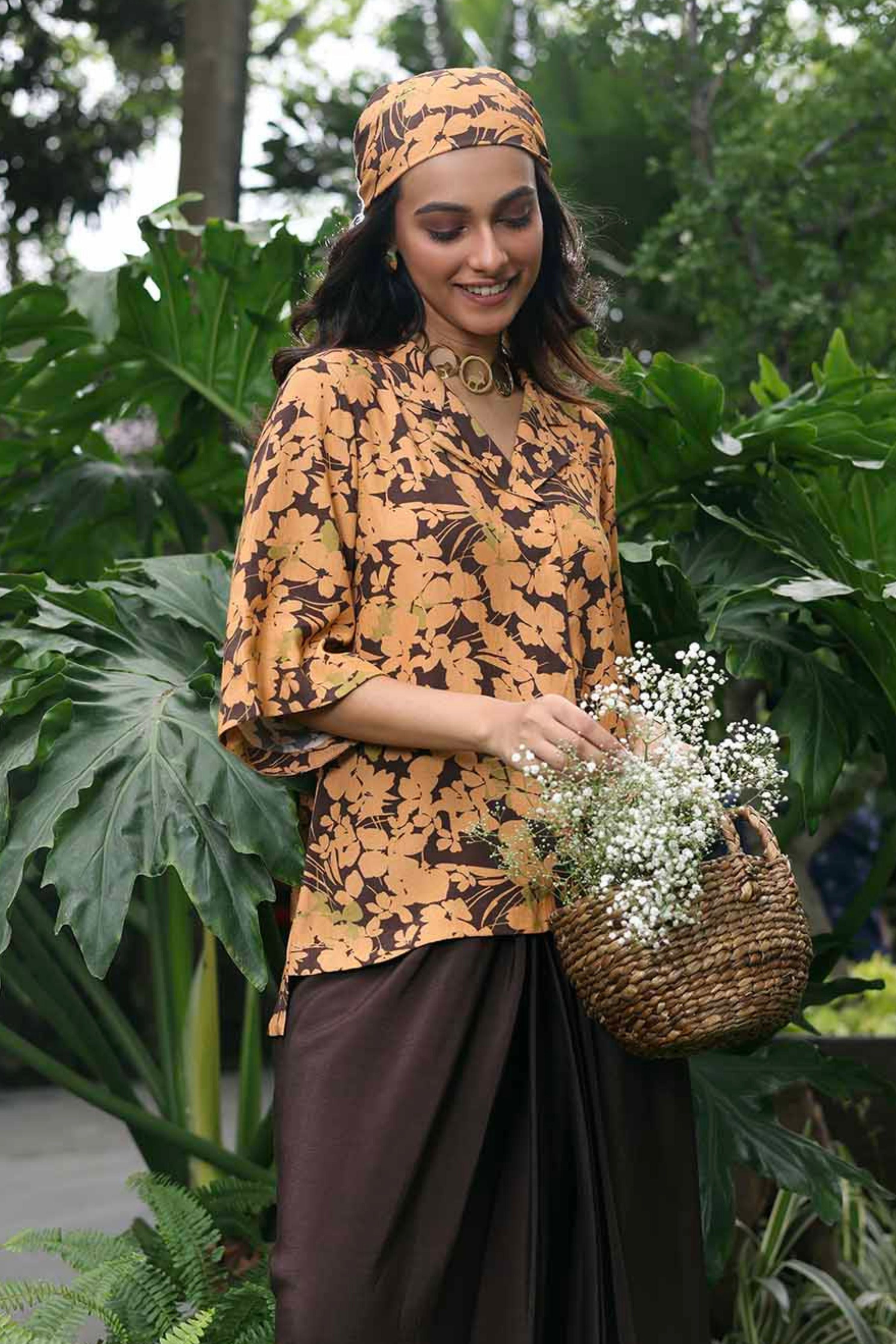Spring Brown Skirt Set
