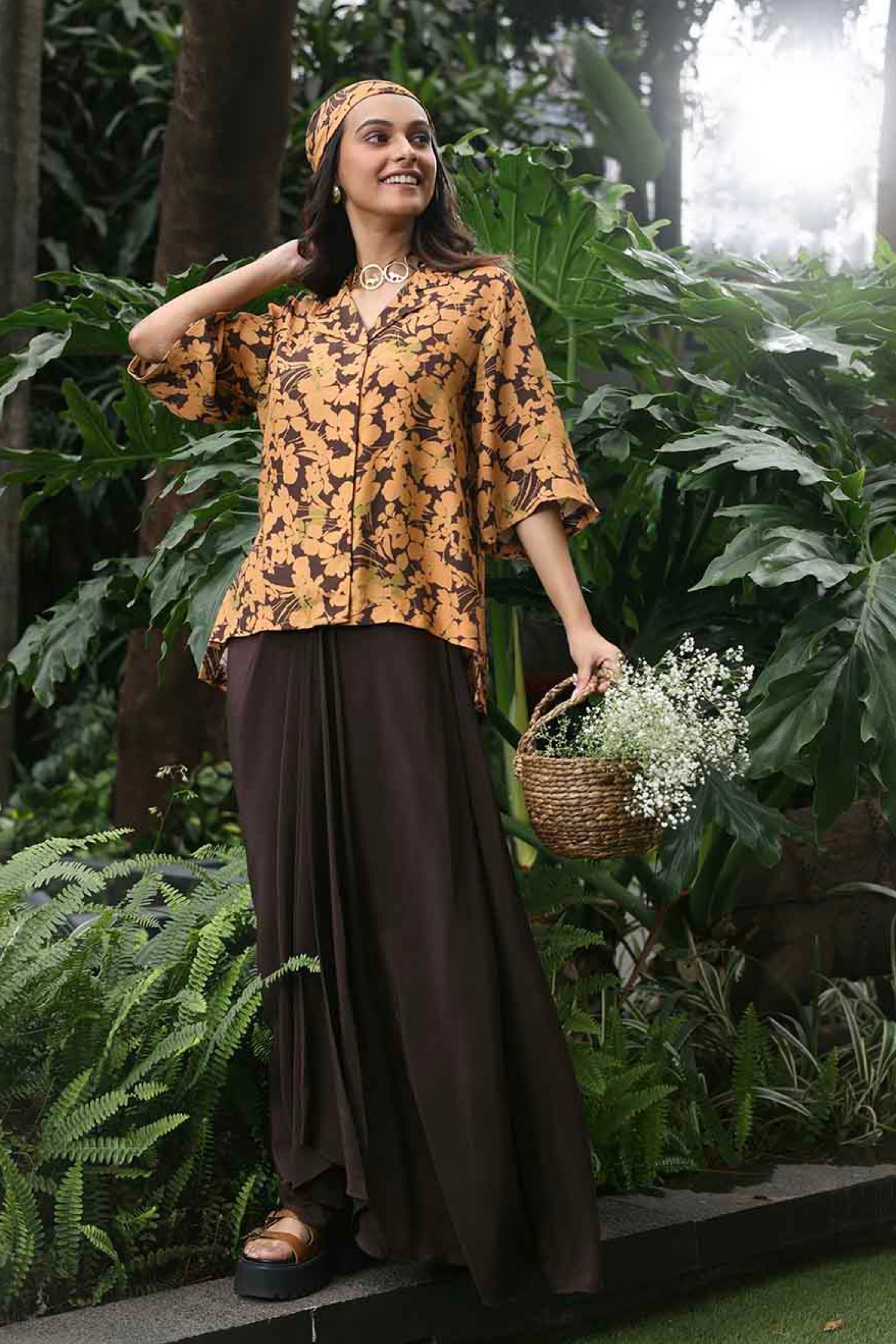 Spring Brown Skirt Set