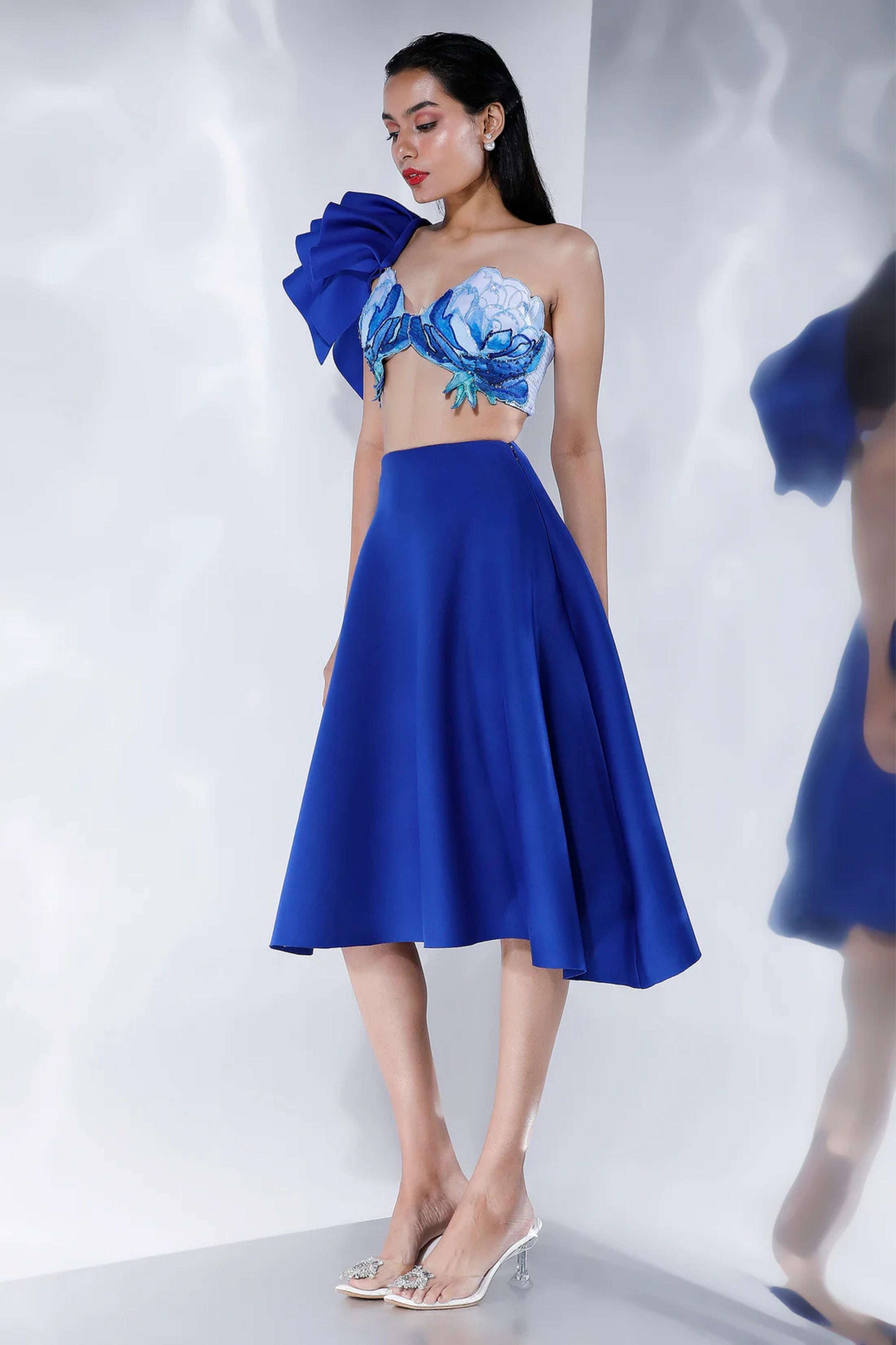 Stunning Blue Ruffle Skirt Set