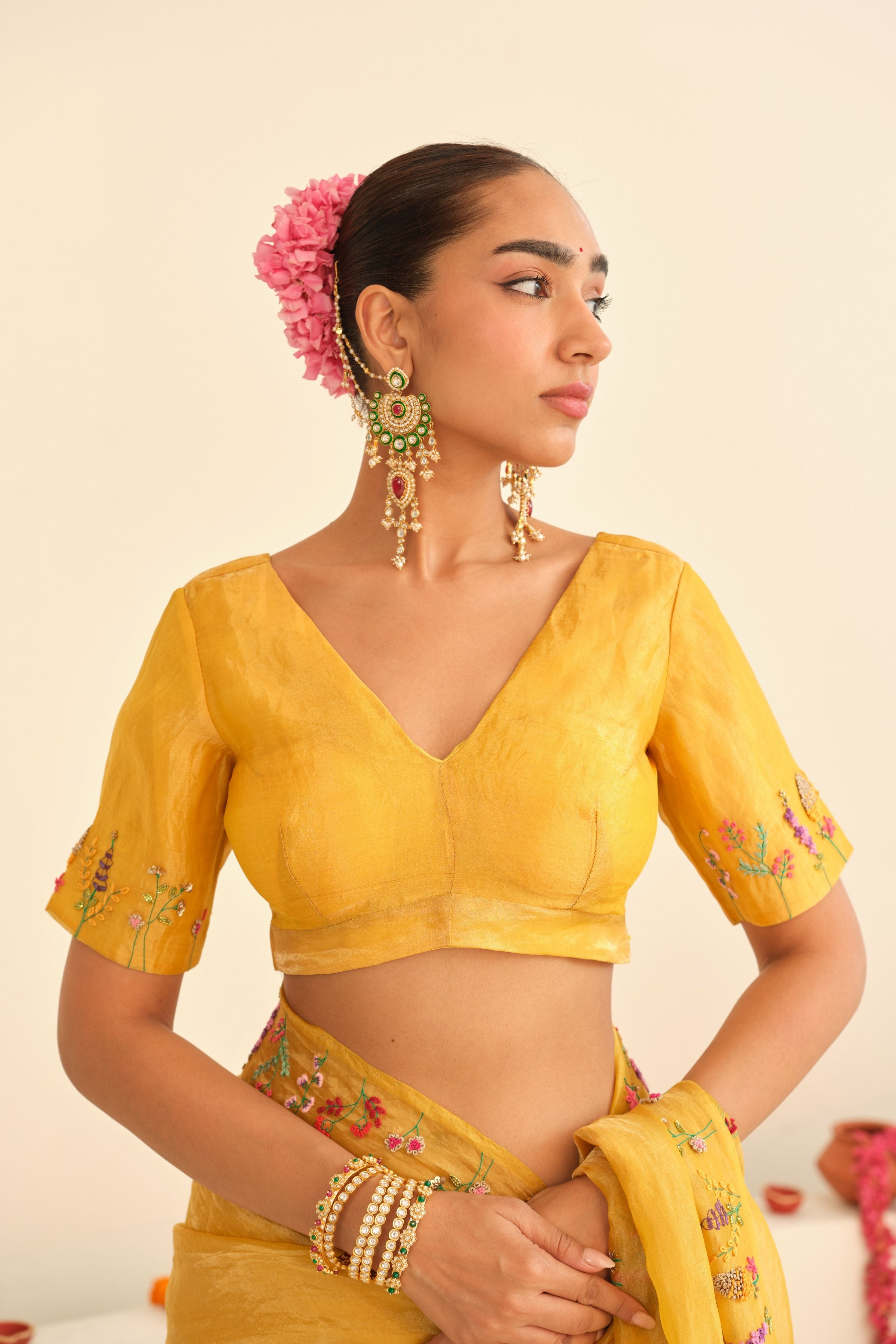 Sunehri Silk Tissue Sari