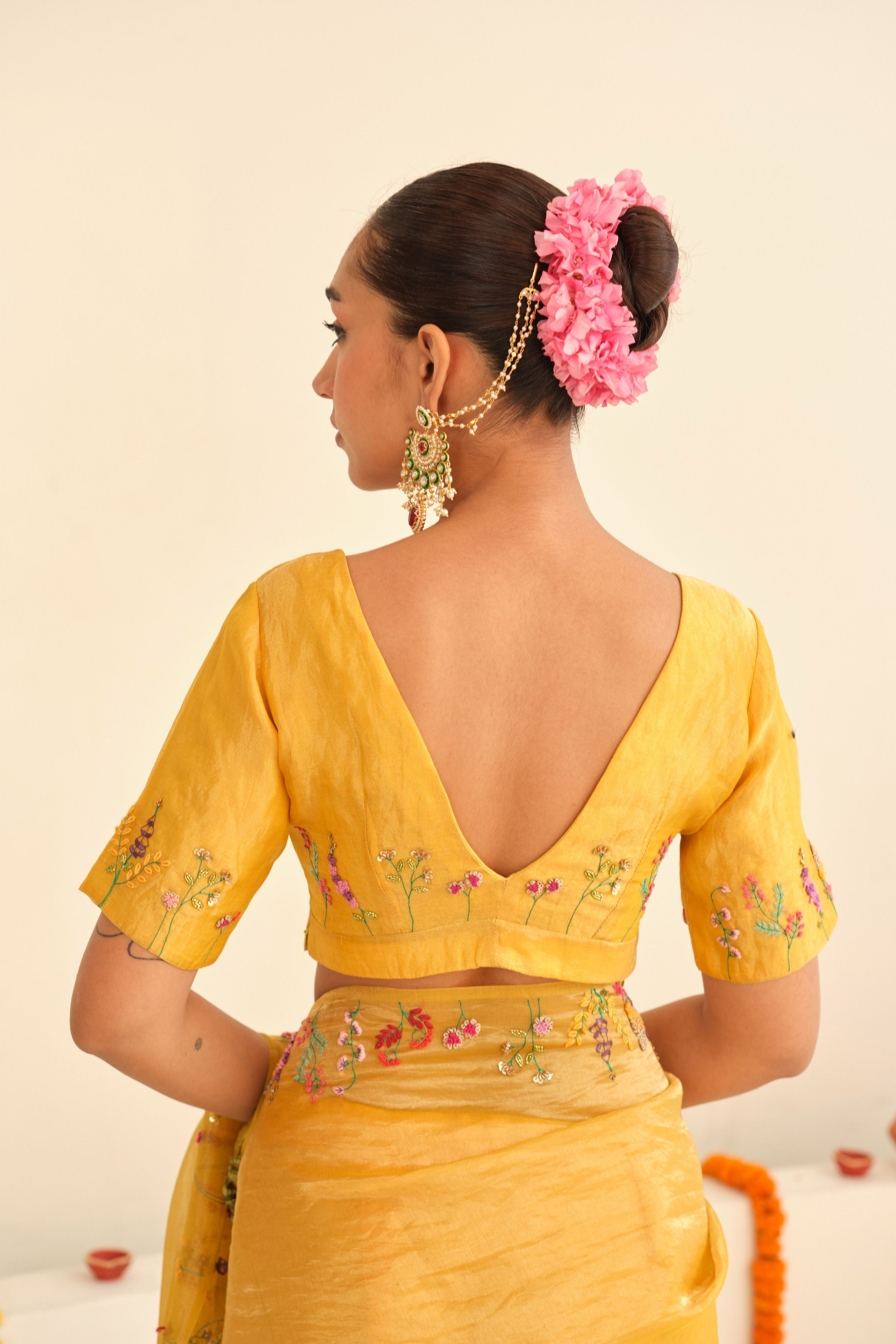 Sunehri Silk Tissue Sari