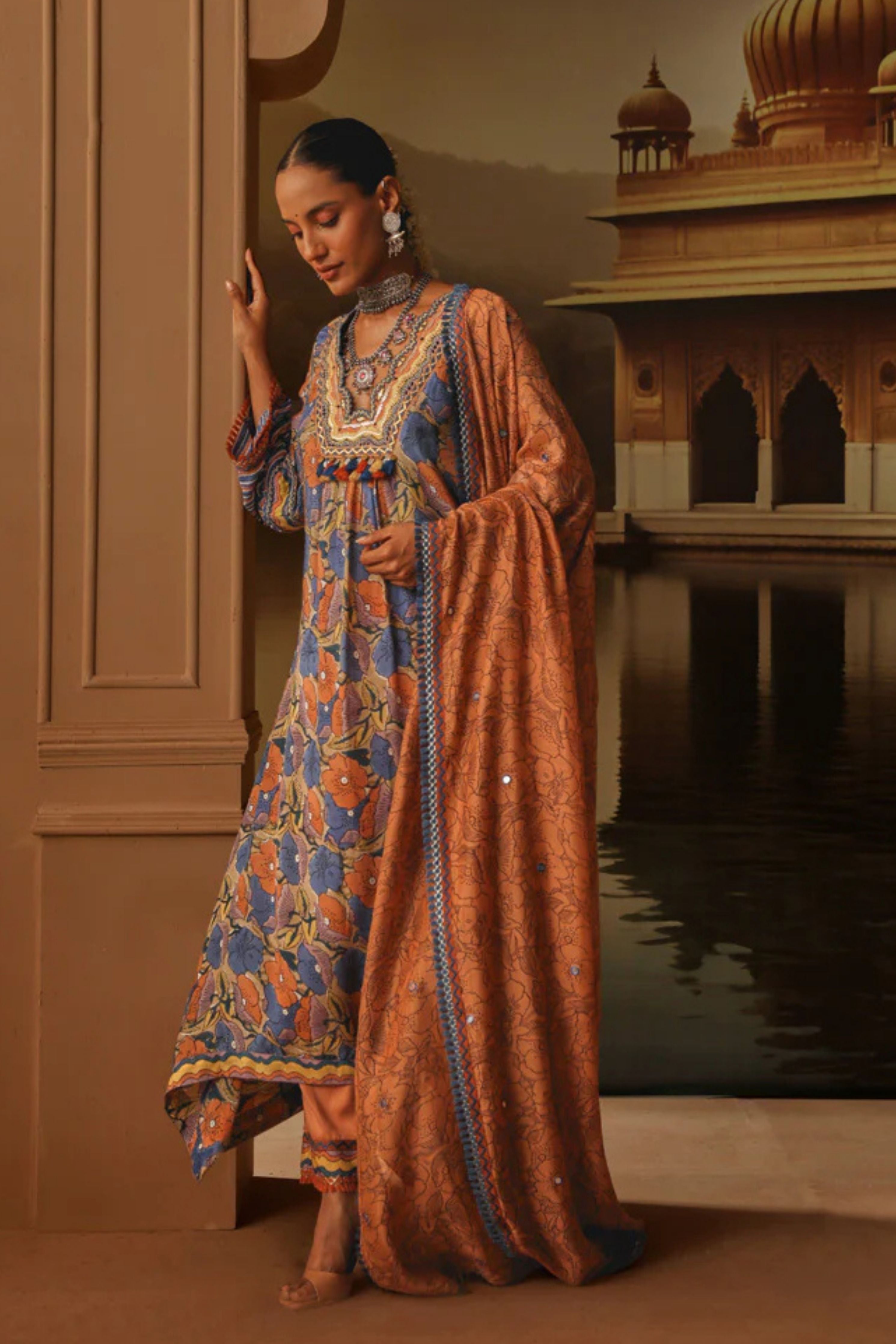 Surbhi V-Neck Asymmetrical Kurta Set