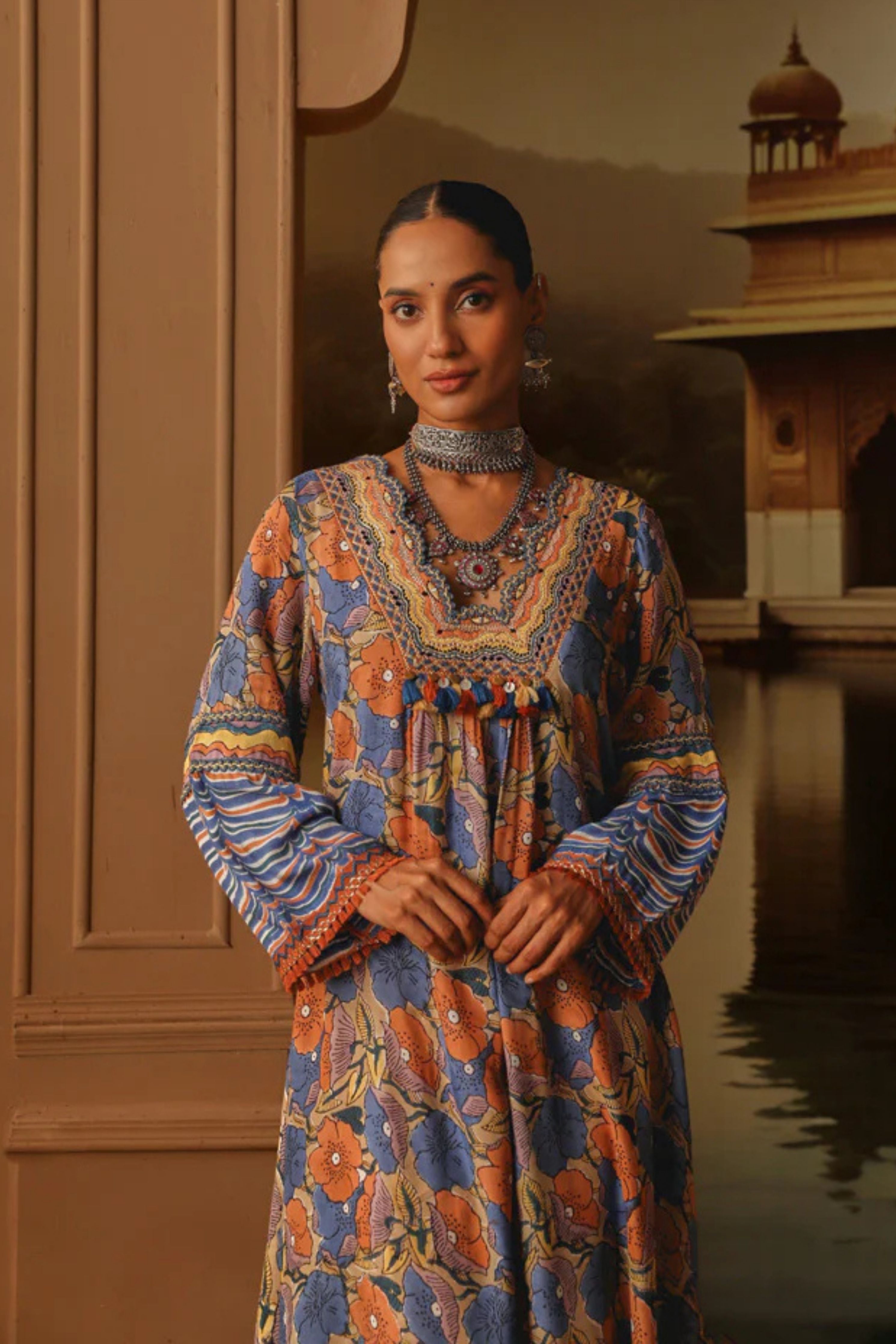 Surbhi V-Neck Asymmetrical Kurta Set