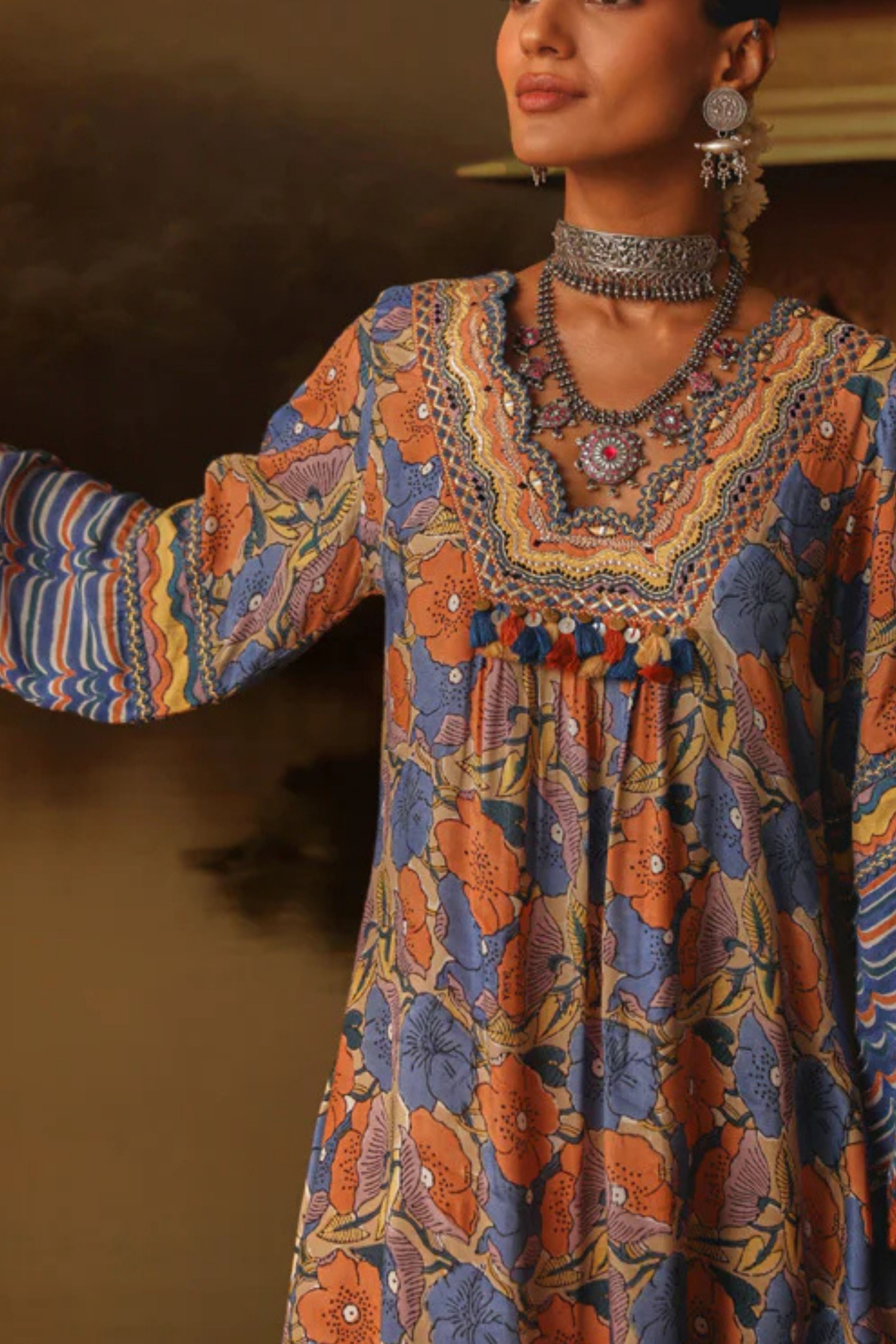 Surbhi V-Neck Asymmetrical Kurta Set