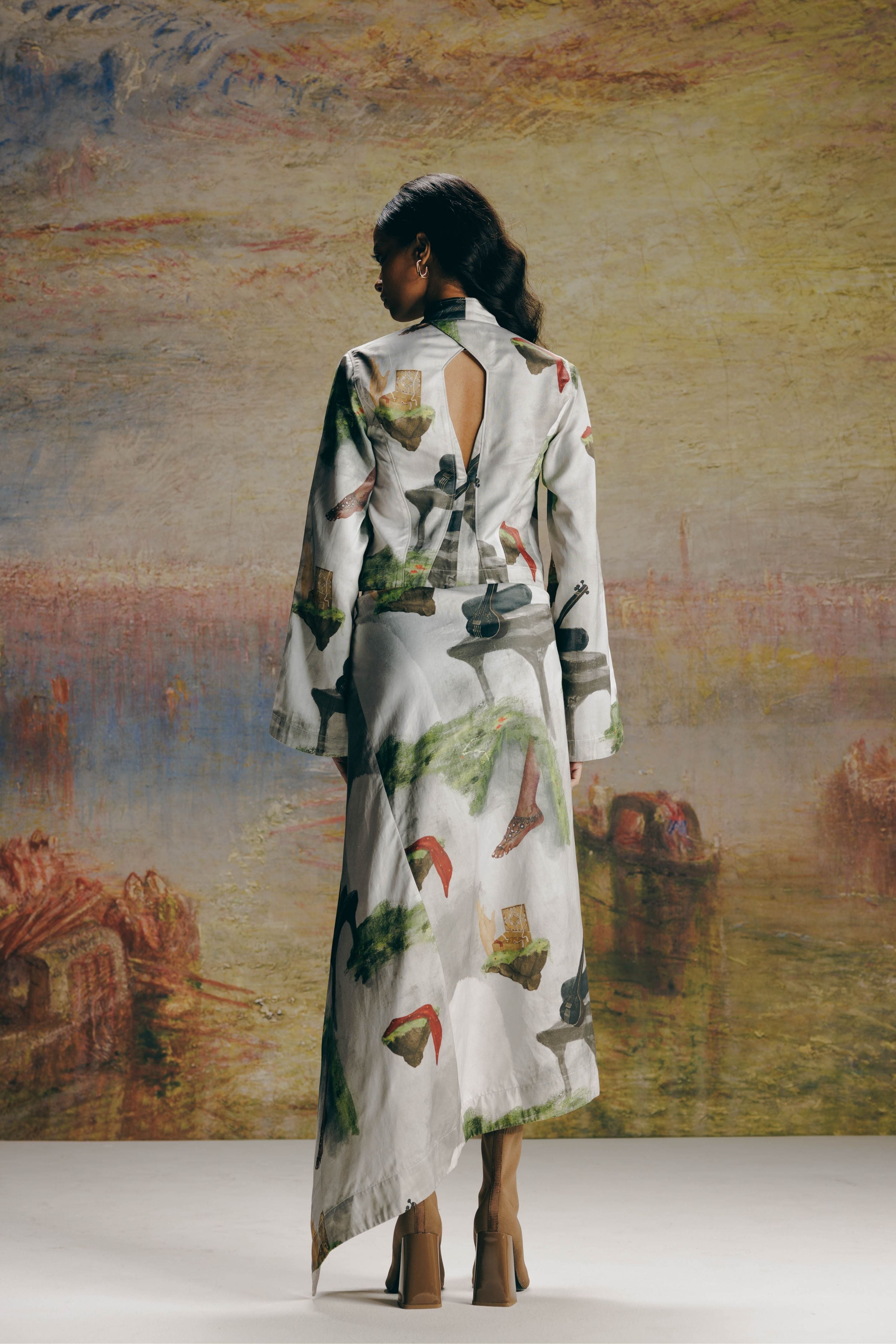 Surrealist Nehru Jacket & Skirt Co-ord