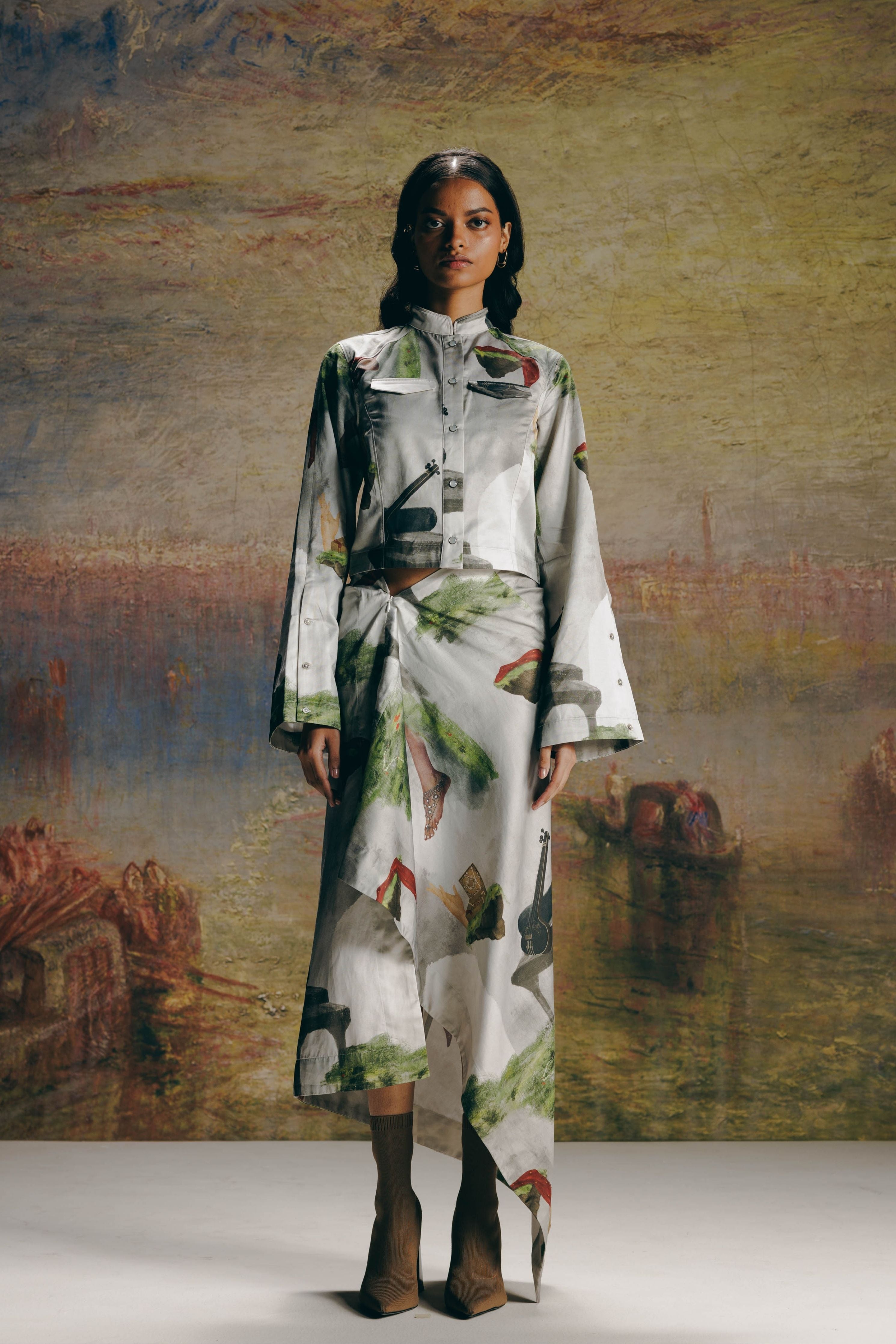 Surrealist Nehru Jacket & Skirt Co-ord
