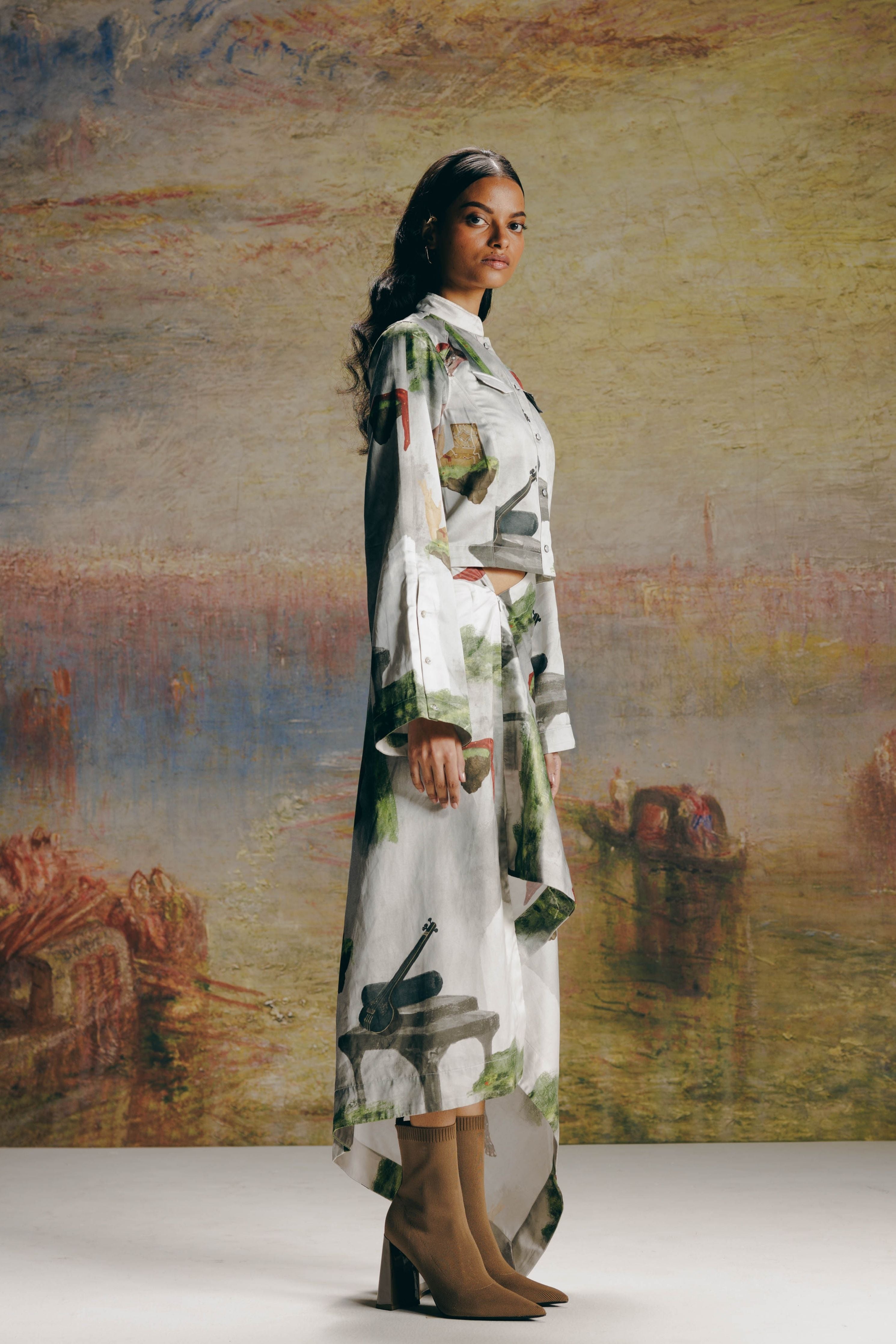 Surrealist Nehru Jacket & Skirt Co-ord