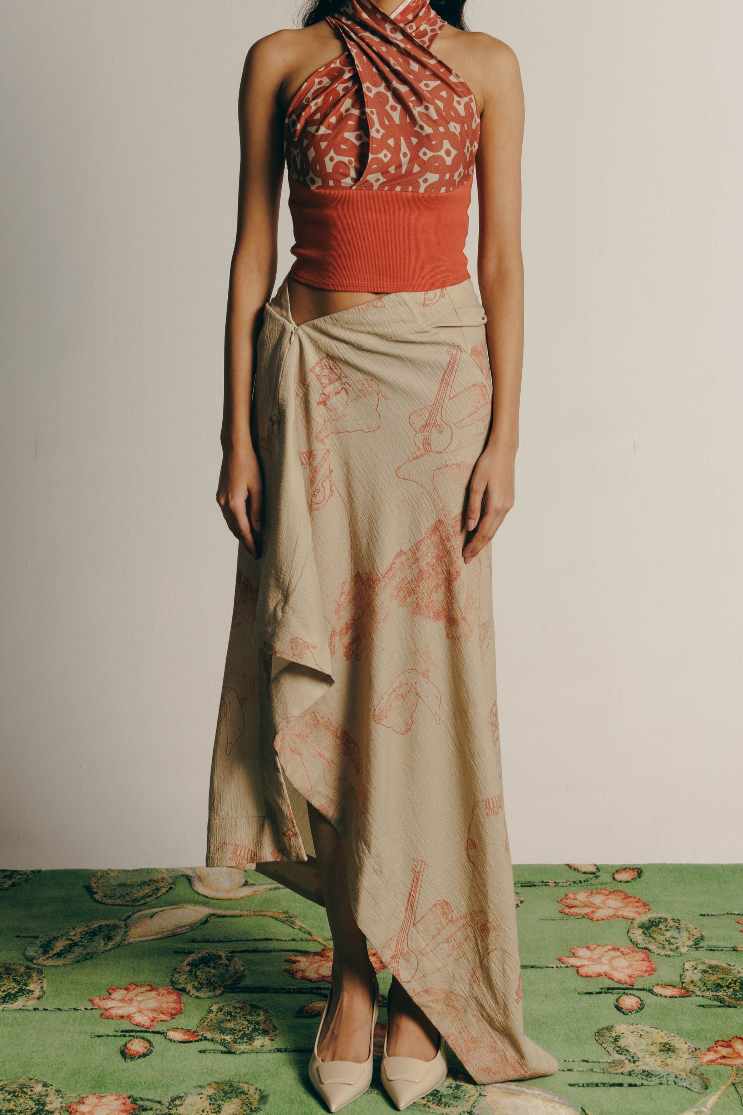 Surrealist Outline Draped Skirt