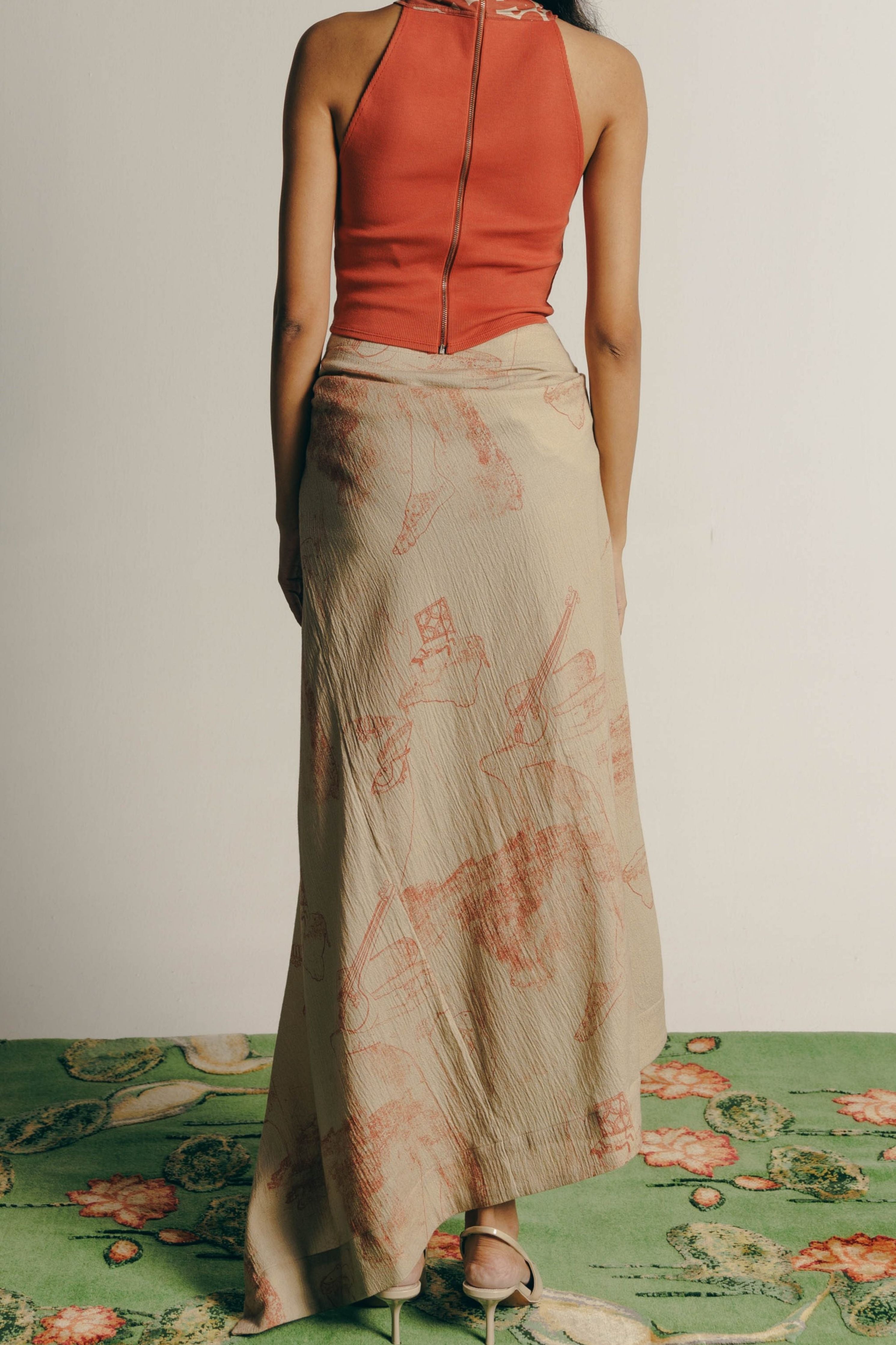 Surrealist Outline Draped Skirt