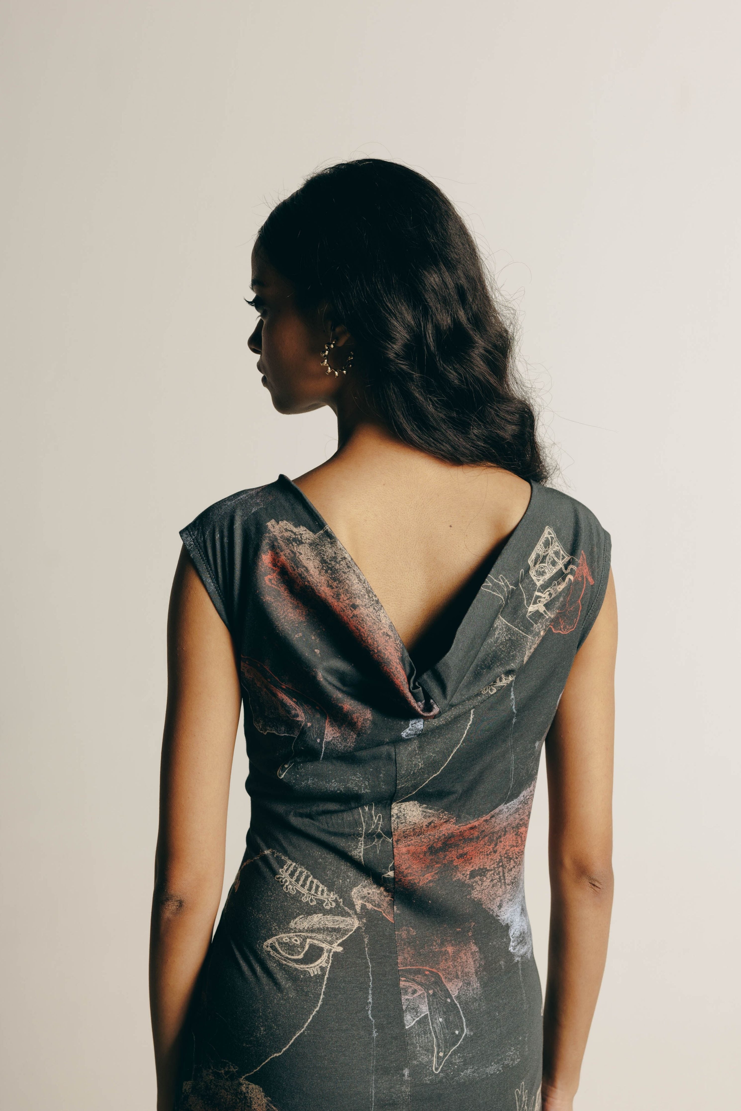 Surrealist Outline Jersey Dress