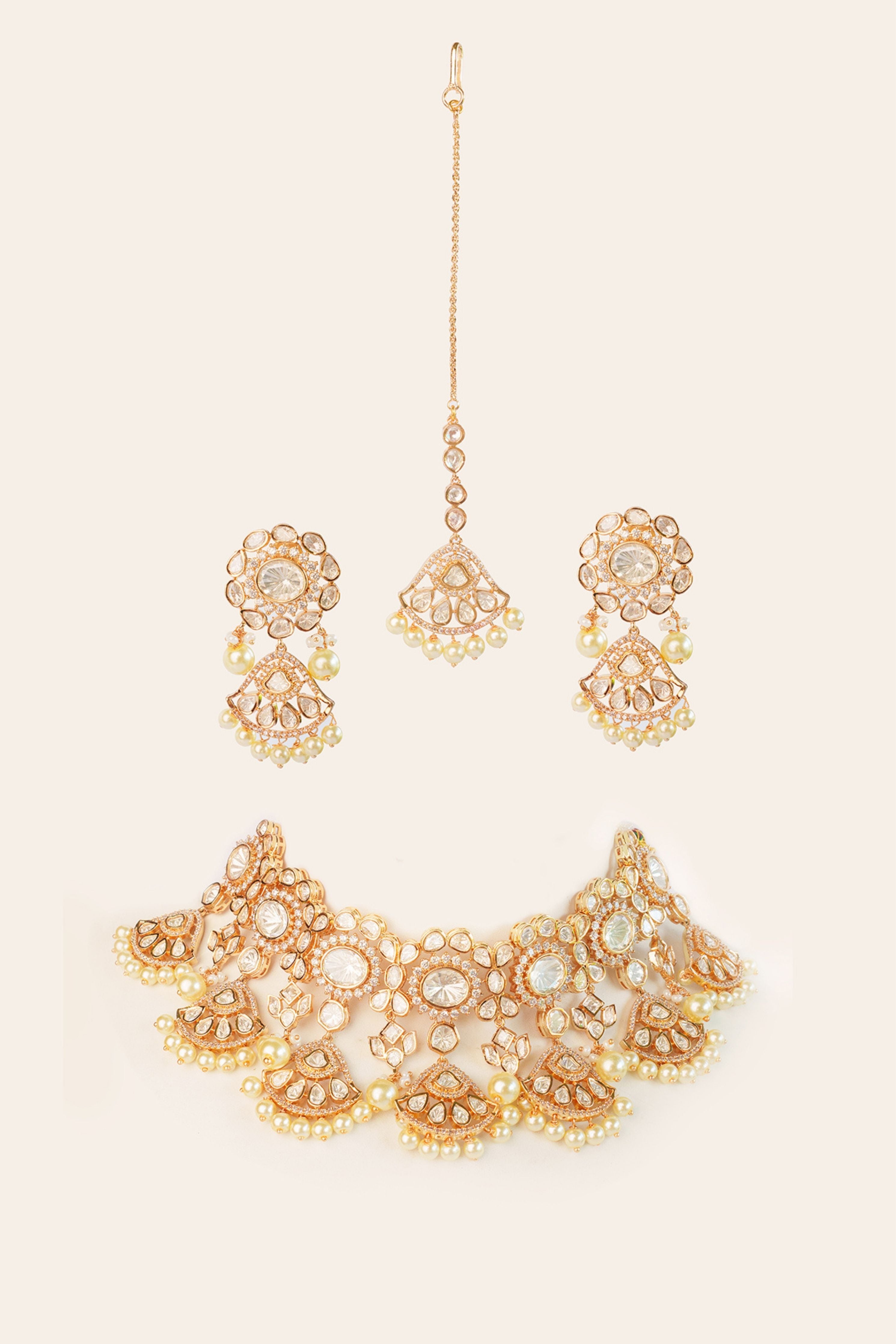 Swarovski Bold And Dramatic Two Tone Finish Polki Choker Set