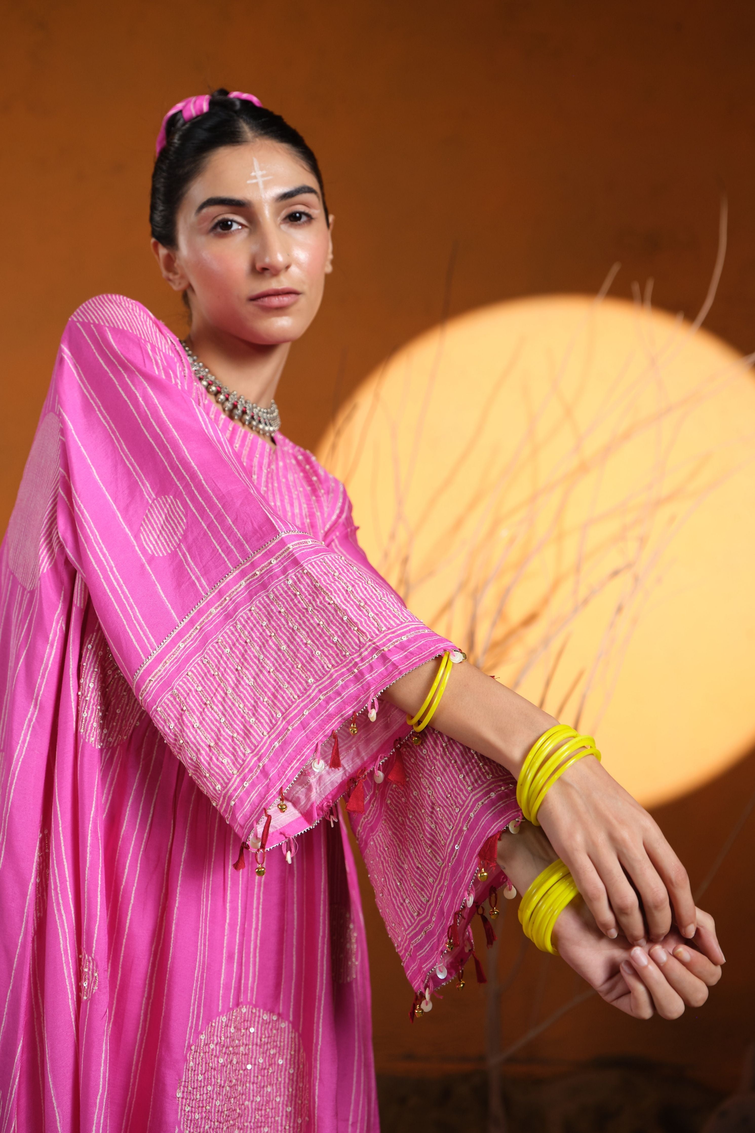 Pink Shibori Kurta Set